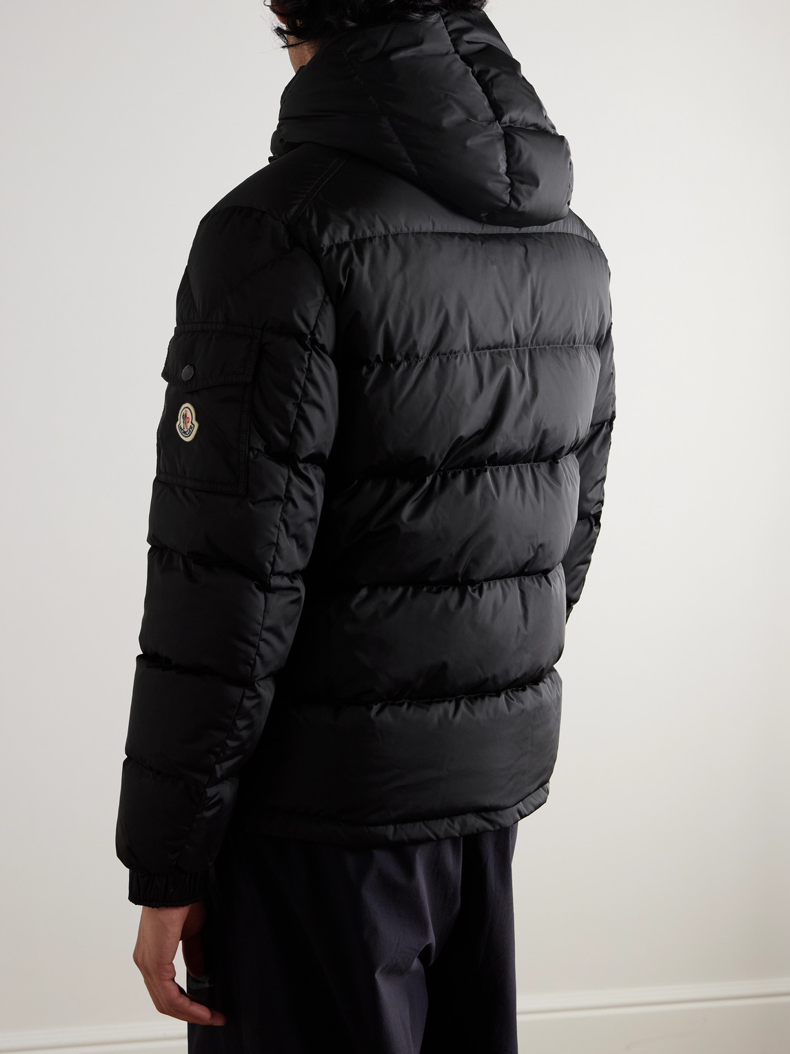 Moncler Maya Logo-appliquéd Quilted Shell Hooded Down Jacket In Black
