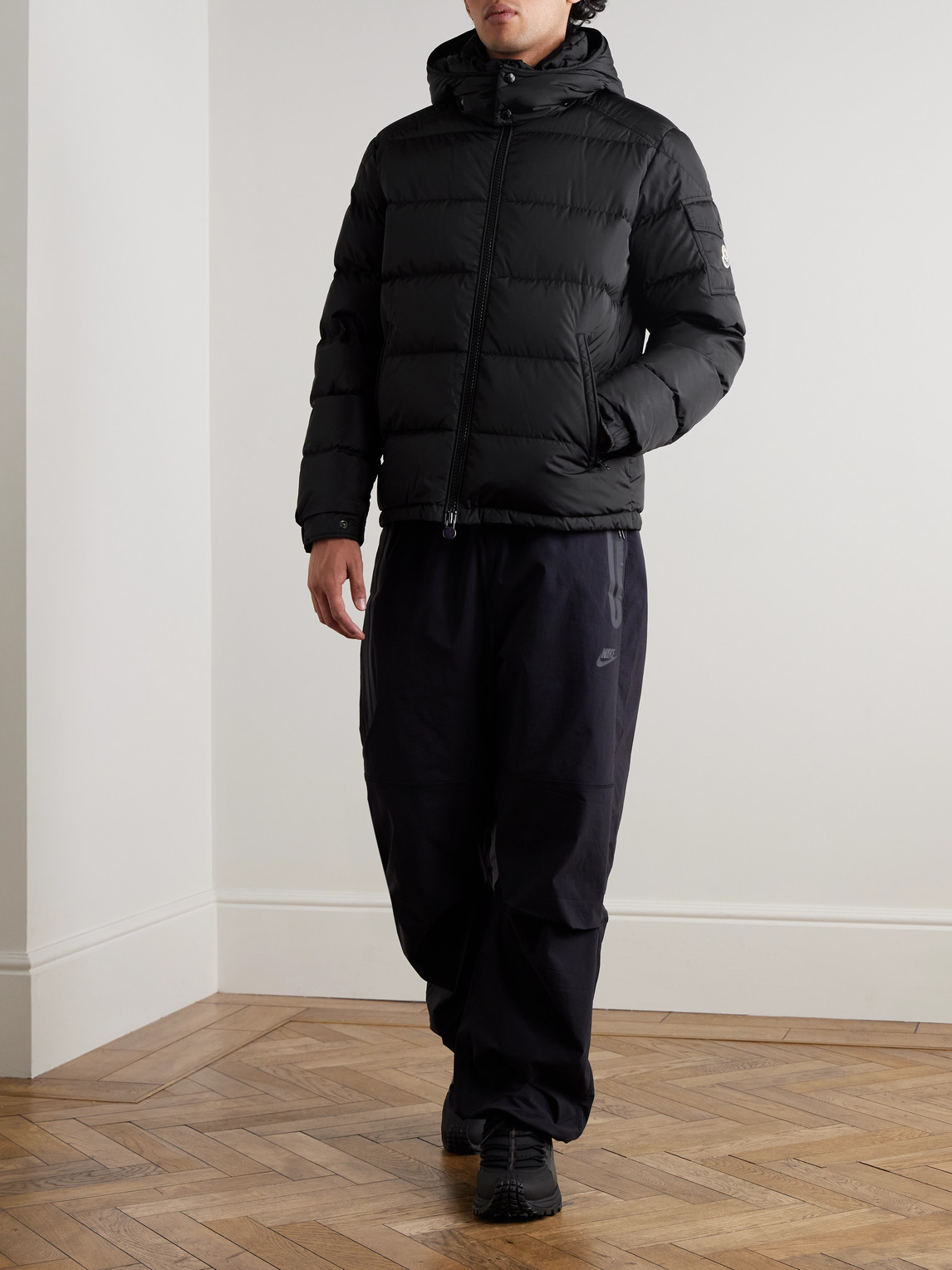 Moncler Maya Logo-appliquéd Quilted Shell Hooded Down Jacket In Black