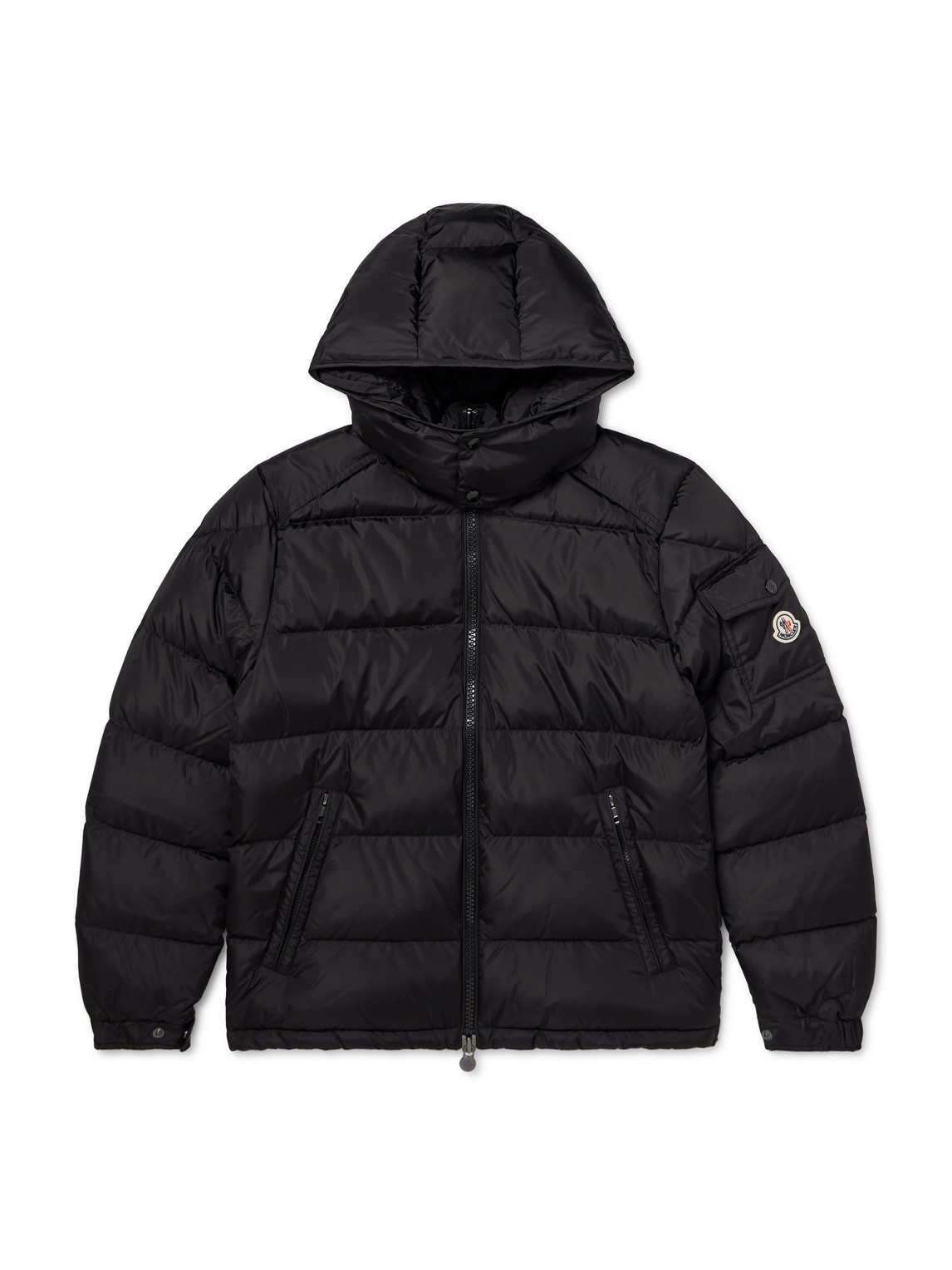 Moncler Maya Logo-appliquéd Quilted Shell Hooded Down Jacket In Black