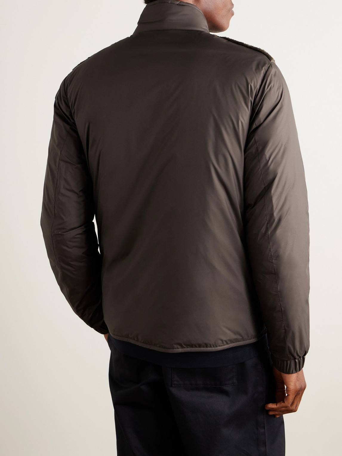 Moncler Livra Reversible Fleece And Nubuck-trimmed Airsoft Down Jacket In Brown