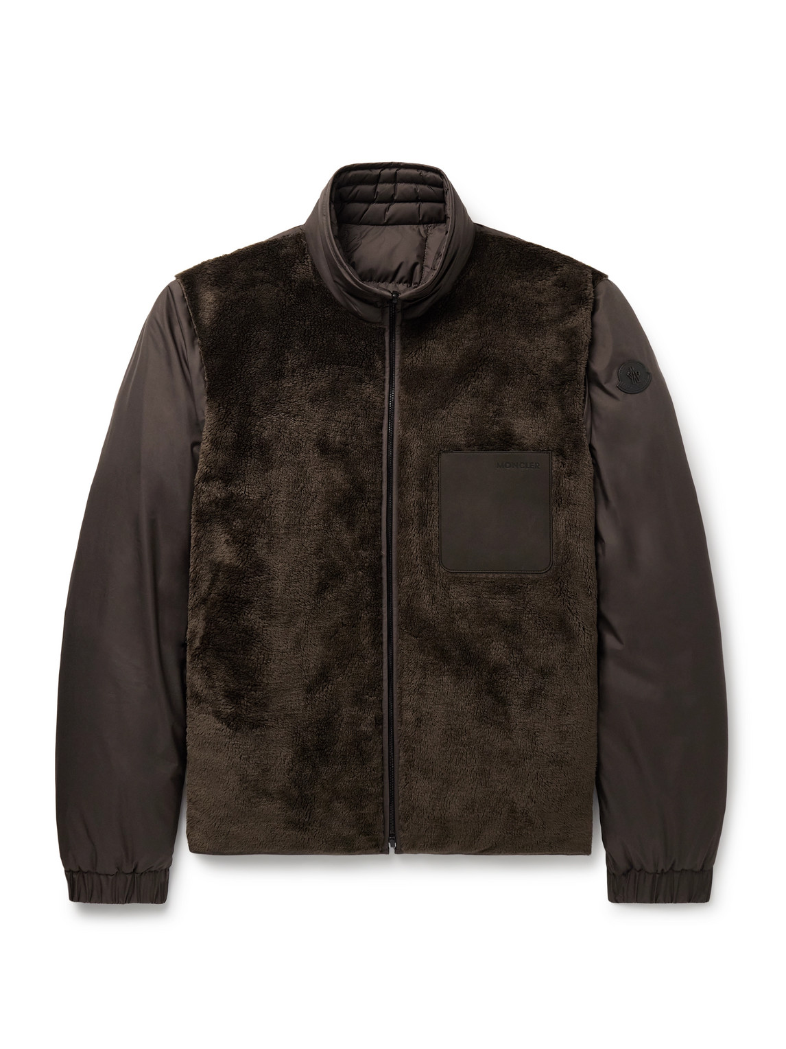 Moncler Livra Reversible Fleece And Nubuck-trimmed Airsoft Down Jacket In Brown