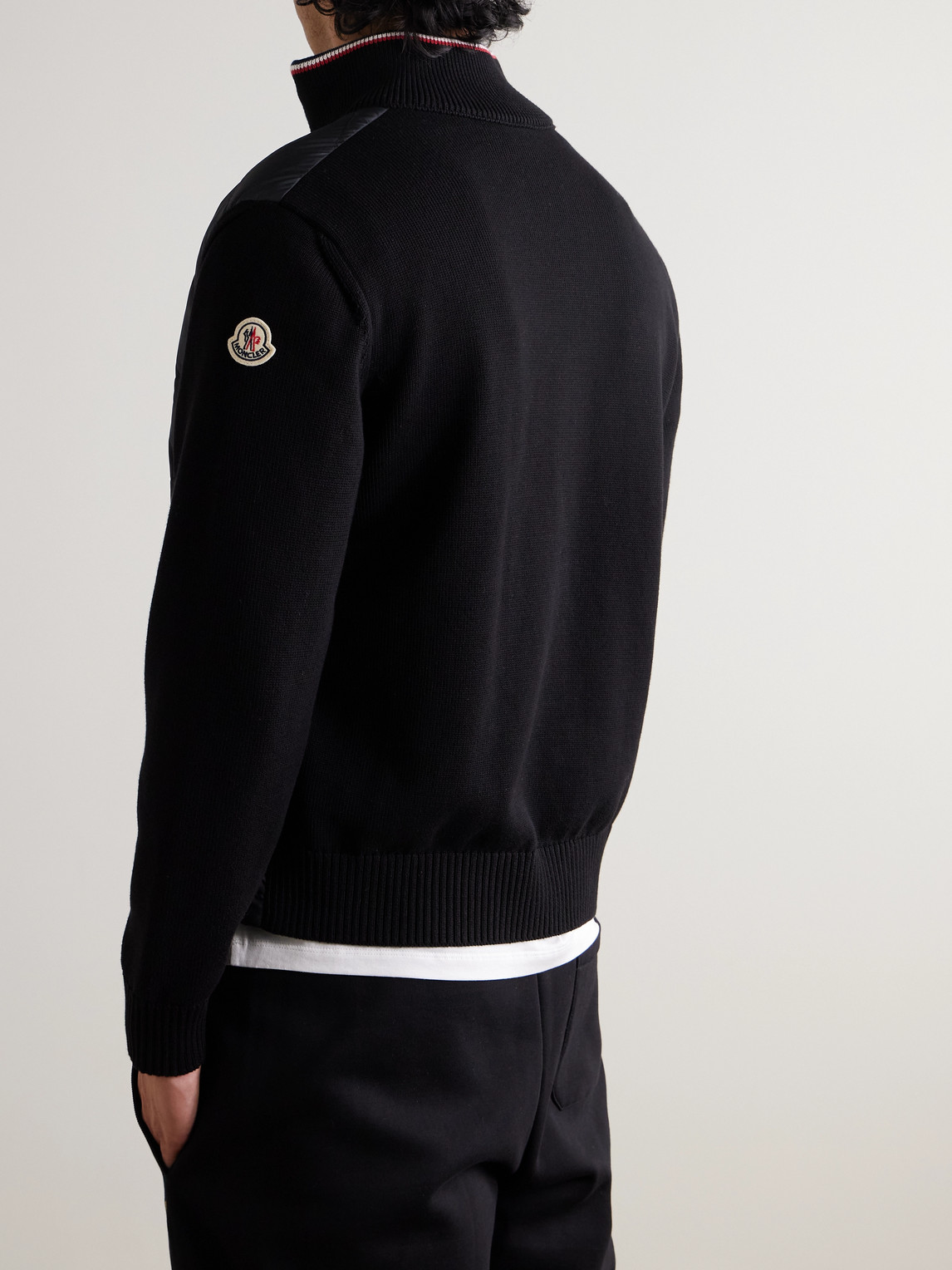 Moncler Cotton Padded Cardigan Zip In Black