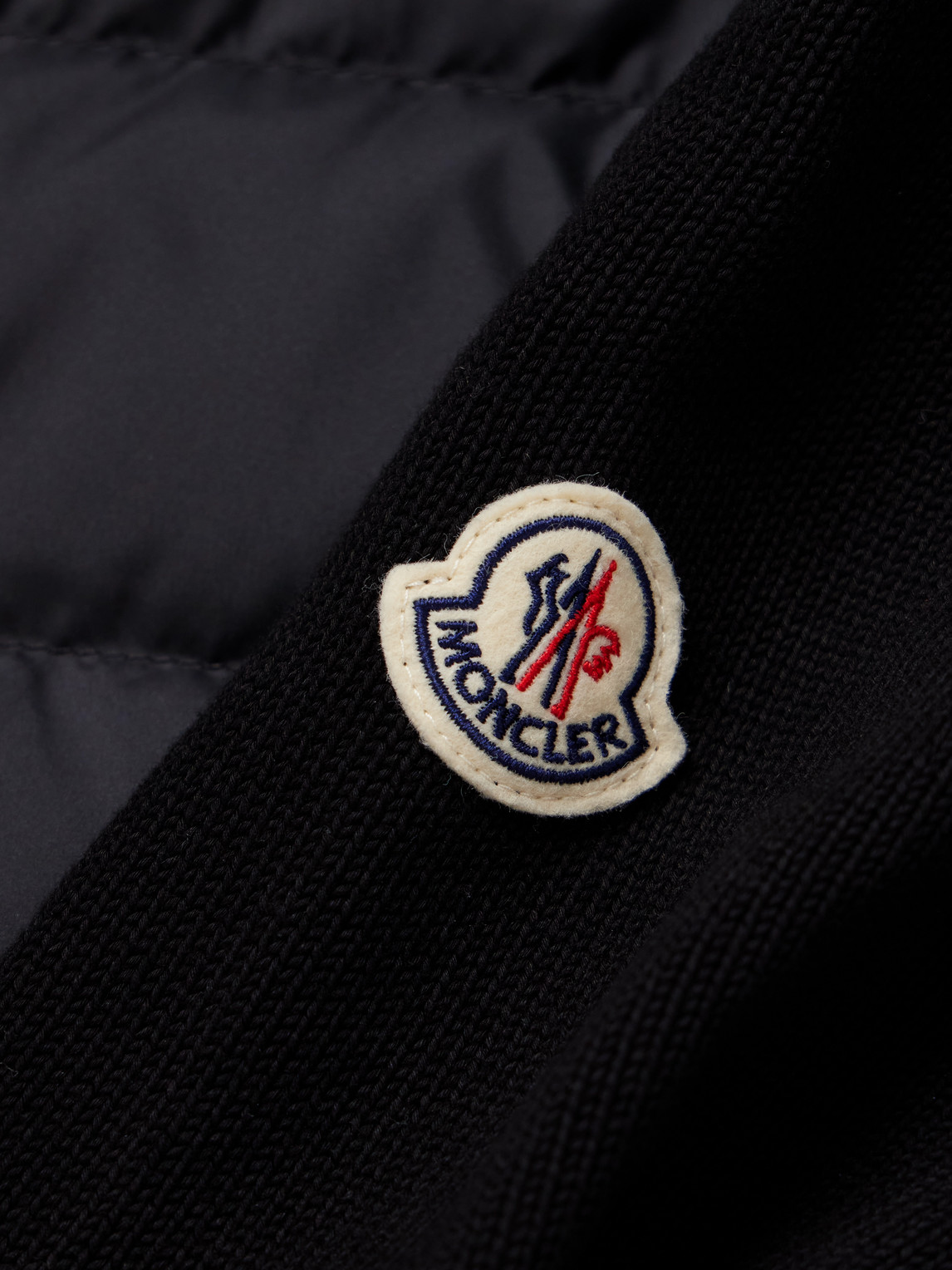 Moncler Cotton Padded Cardigan Zip In Black