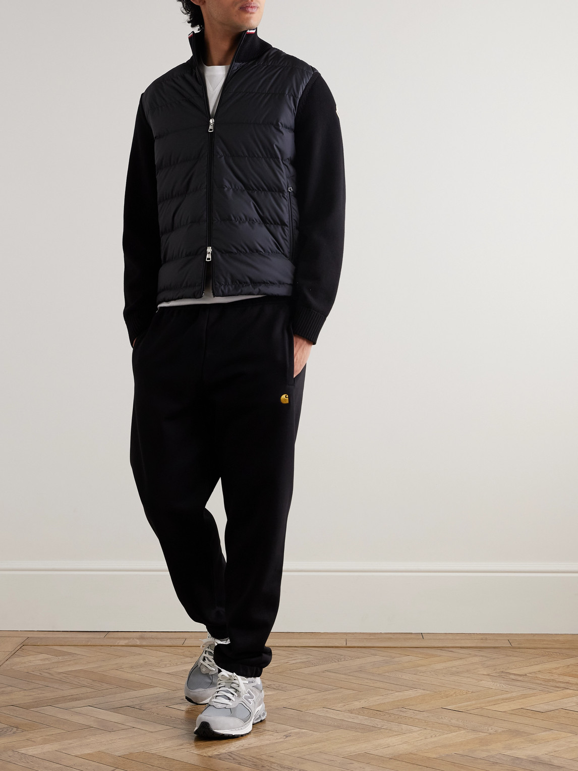 Moncler Cotton Padded Cardigan Zip In Black