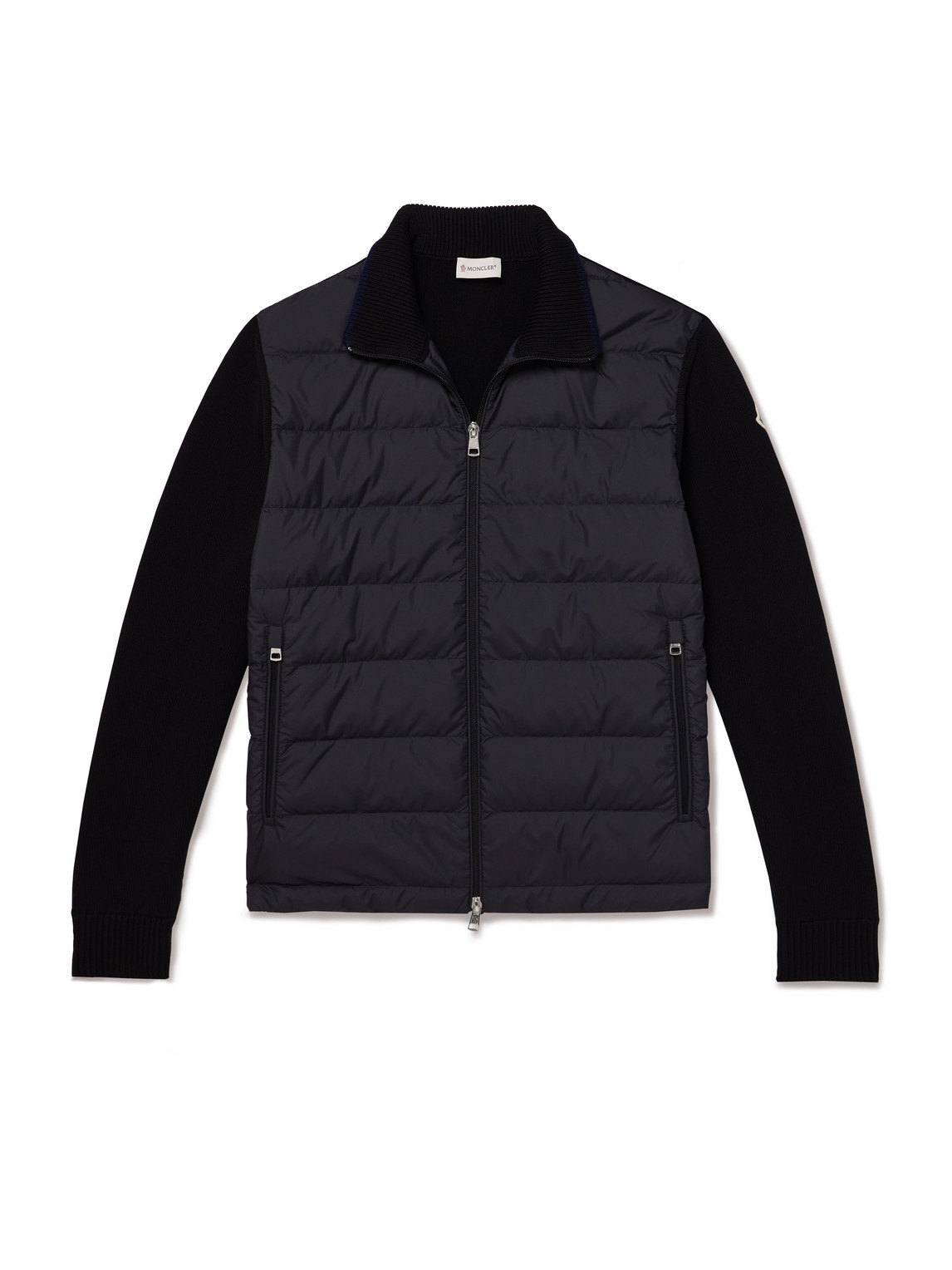 Moncler Cotton Padded Cardigan Zip In Black