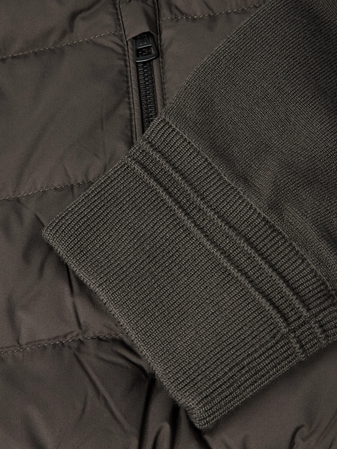 Moncler Quilted Shell-panelled Virgin Wool Down Zip-up Cardigan In Green