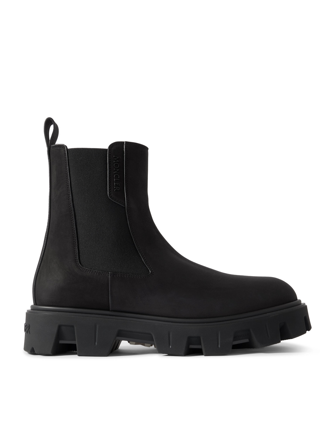 Moncler Peak City Nubuck Chelsea Boots In Black