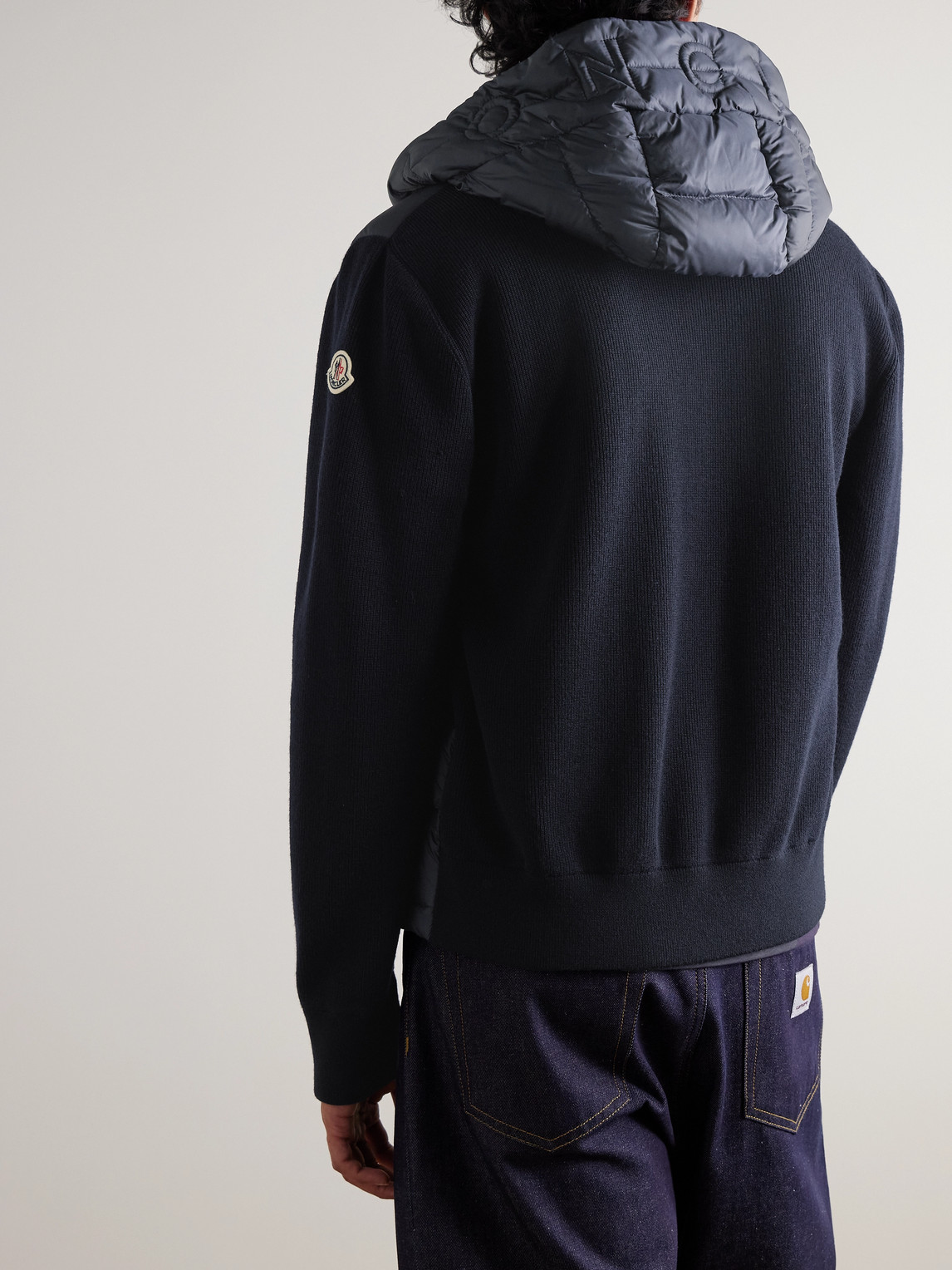 Moncler Logo-appliquéd Wool-trimmed Quilted Shell Hooded Down Zip-up Cardigan