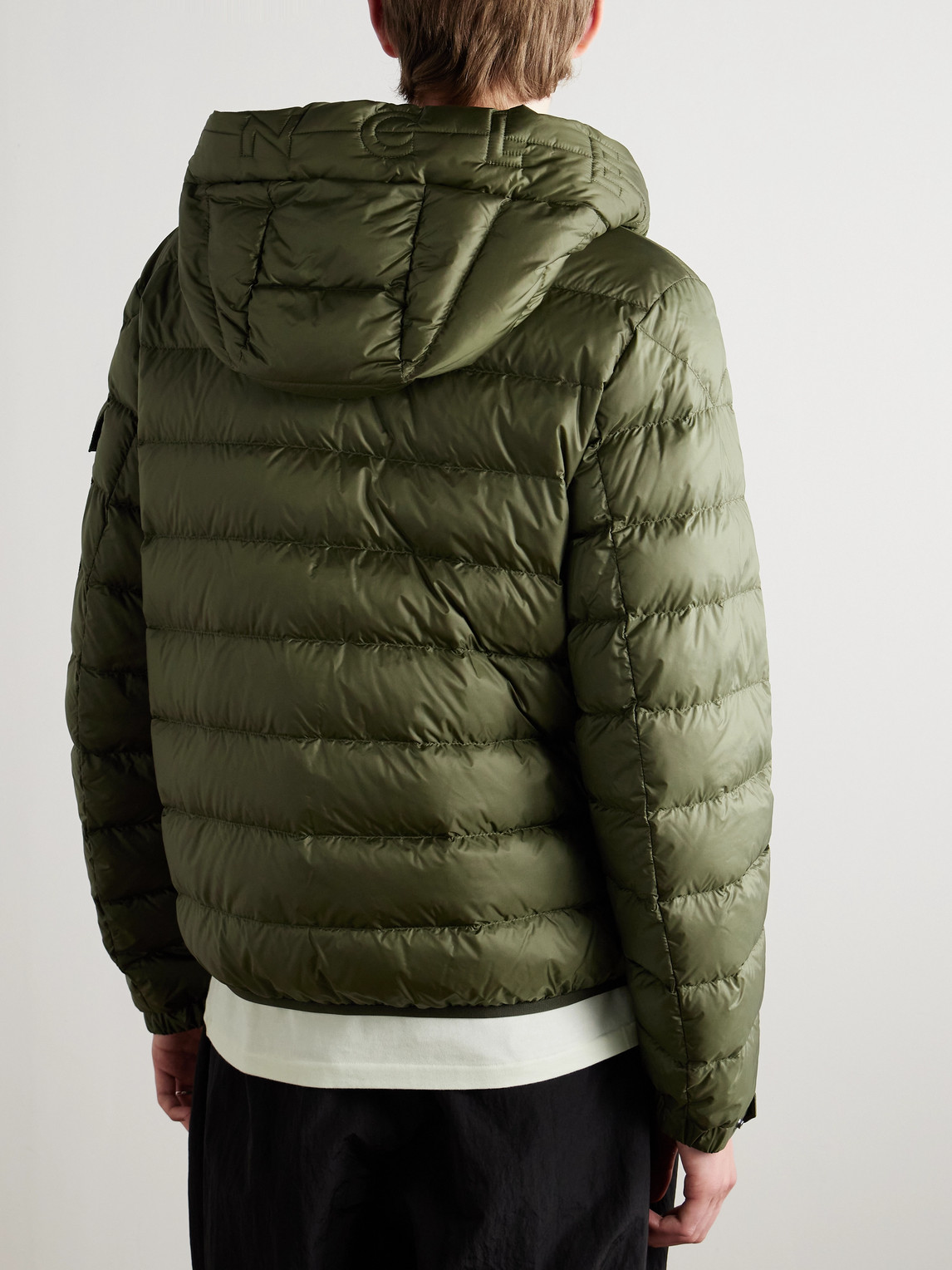 Moncler Najan Logo-appliquéd Quilted Shell Hooded Down Jacket In Green