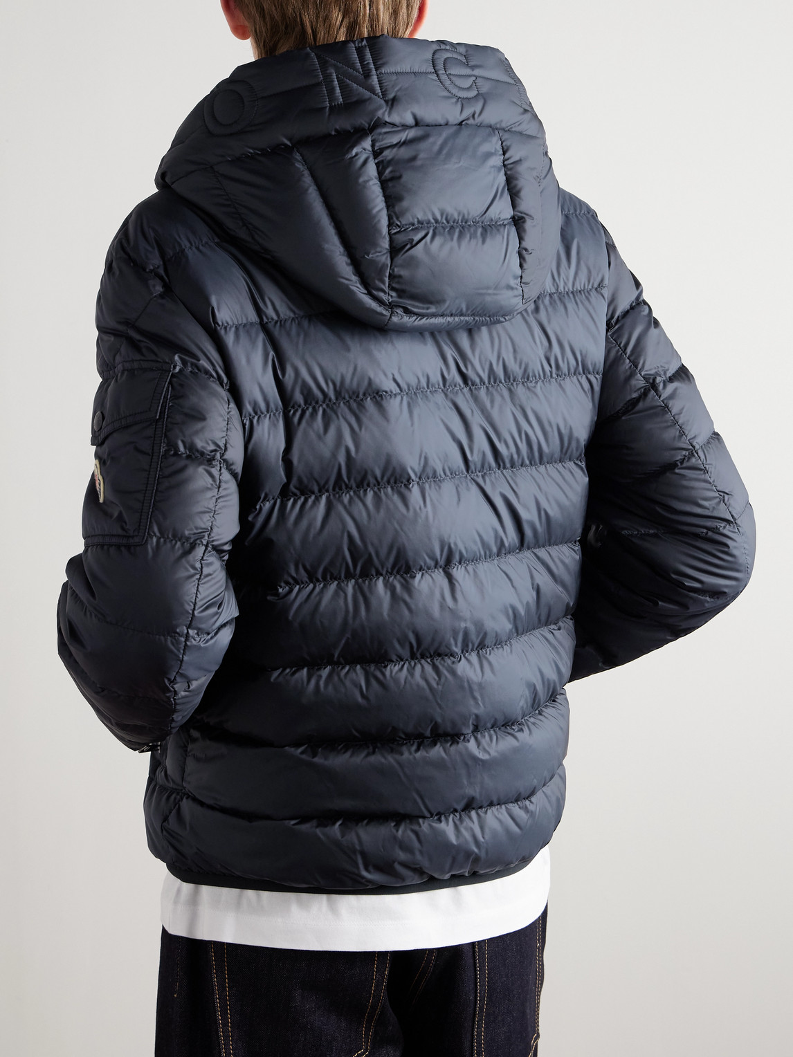 Moncler Najan Logo-appliquéd Quilted Shell Hooded Down Jacket In Blue