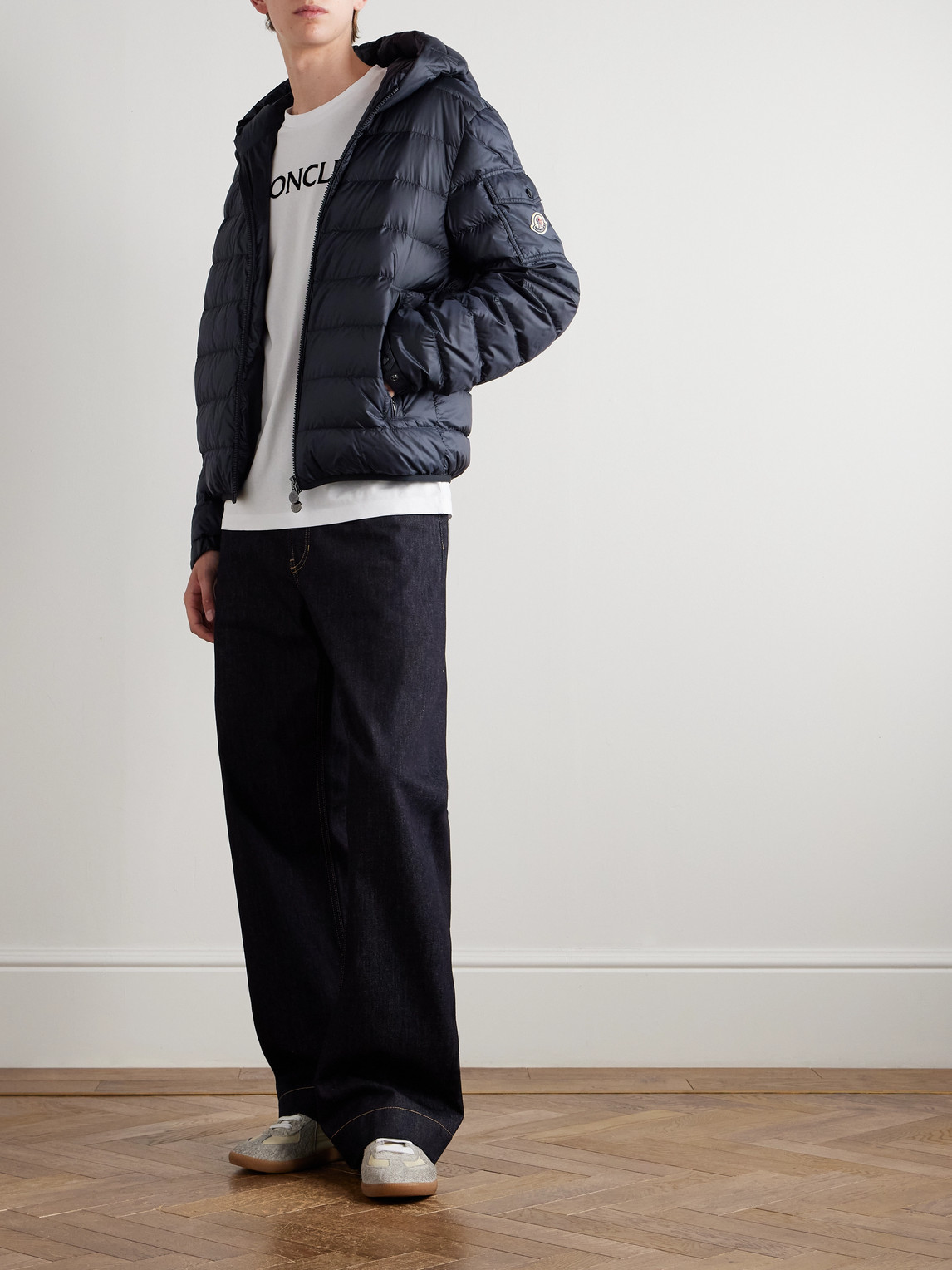 Moncler Najan Logo-appliquéd Quilted Shell Hooded Down Jacket In Blue