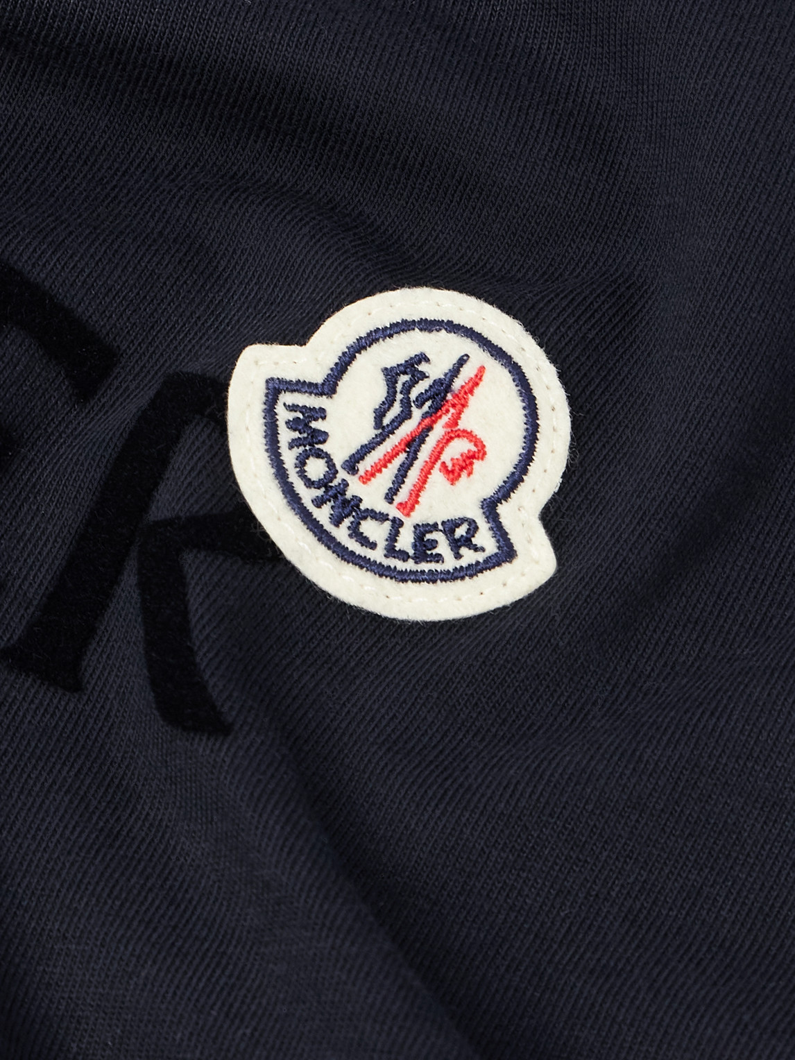 Moncler Men T-shirt With Flocked Cotton Logo In Blue