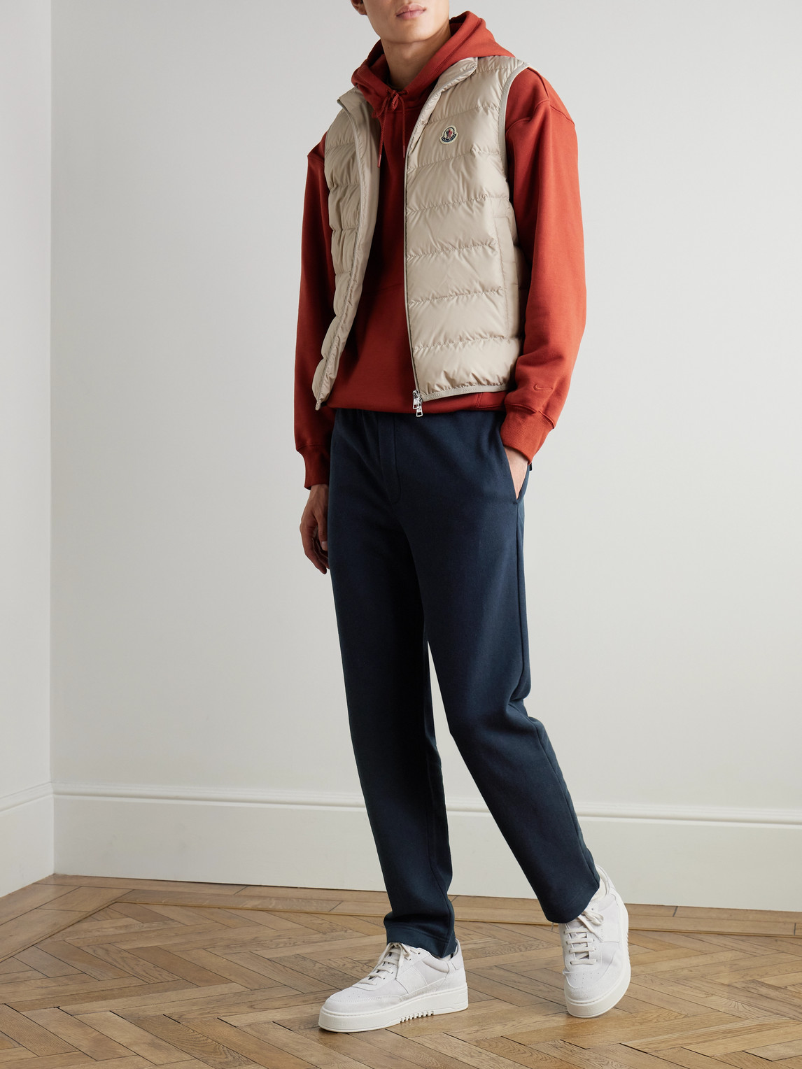 Moncler Straight-leg Cotton And Cashmere-blend Jersey Sweatpants In Blue