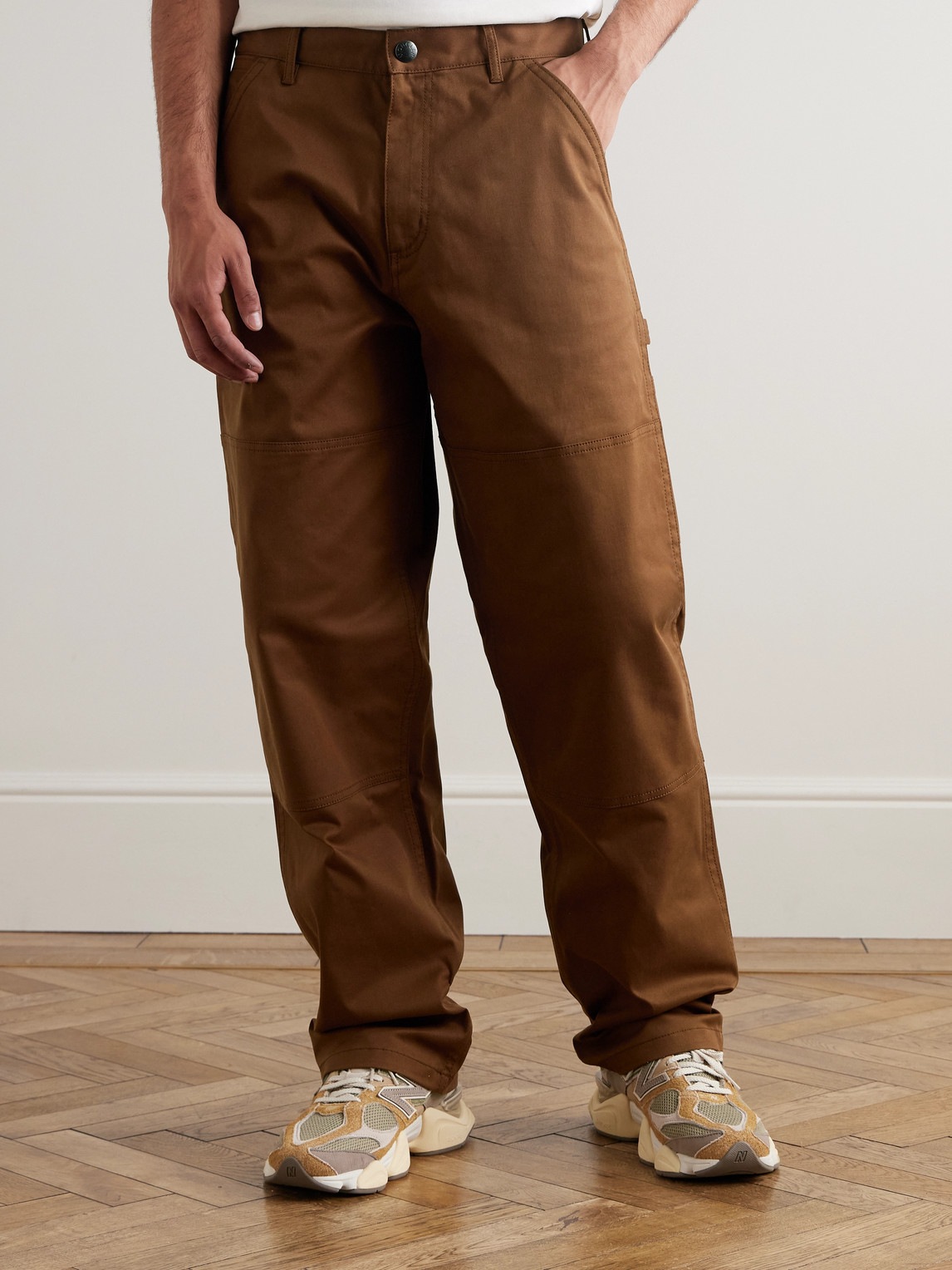 Moncler Straight-leg Panelled Cotton-blend Gabardine Trousers