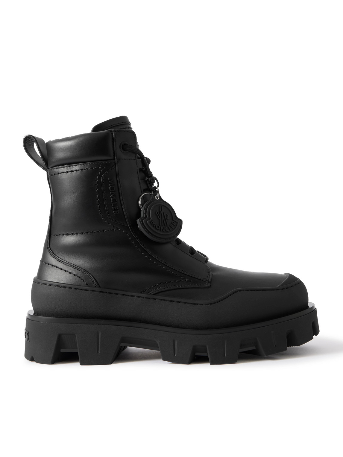 Moncler Peak Path Leather Lace-up Boots In Black