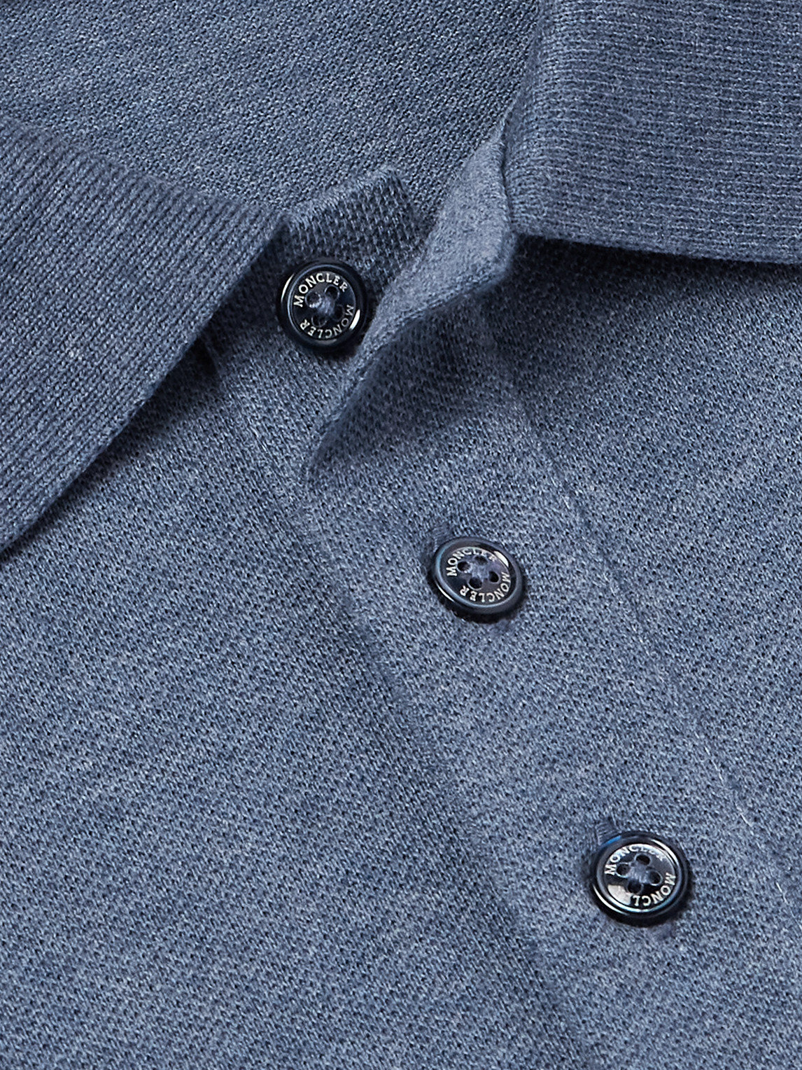 Moncler Blue Tricol-trimmed Pique Polo Shirt