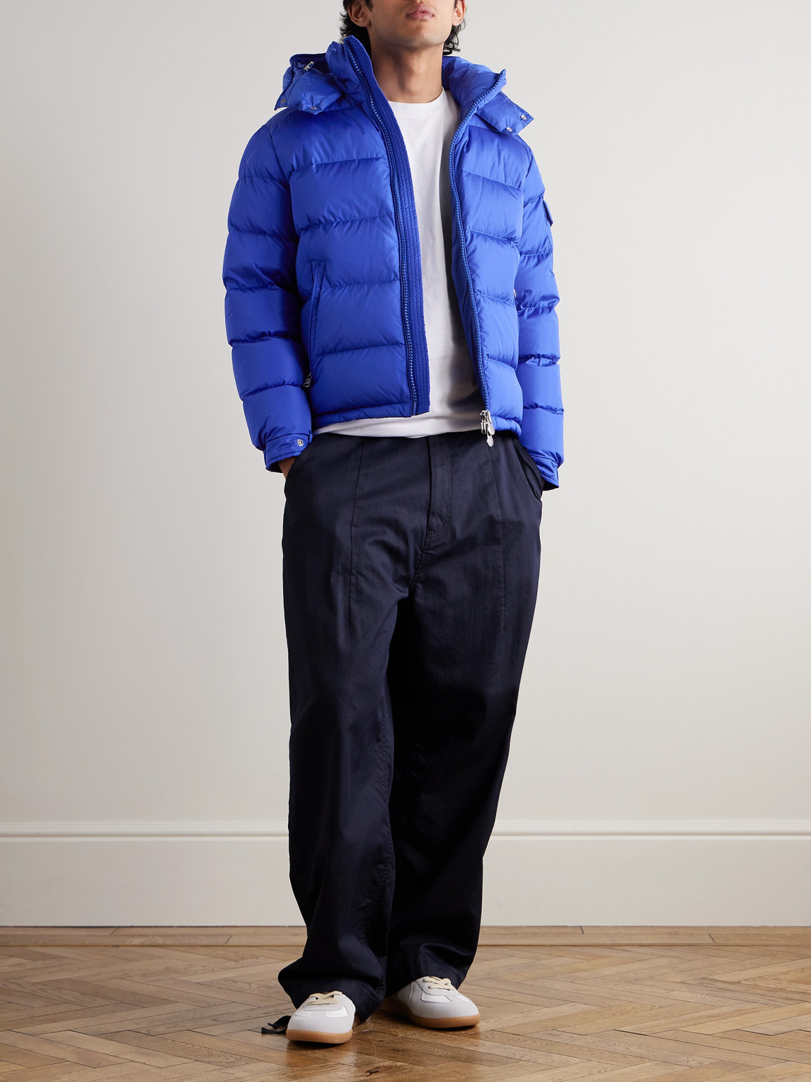 Moncler Maya Nylon Down Jacket In Blue
