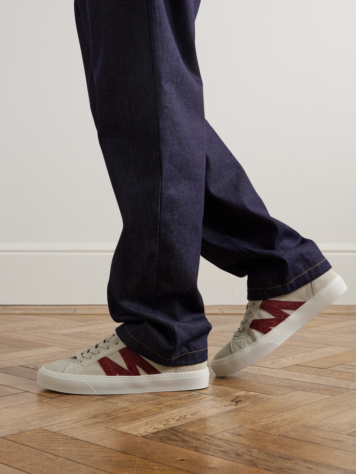 Moncler Monaco2 Suede Sneakers In White | ModeSens