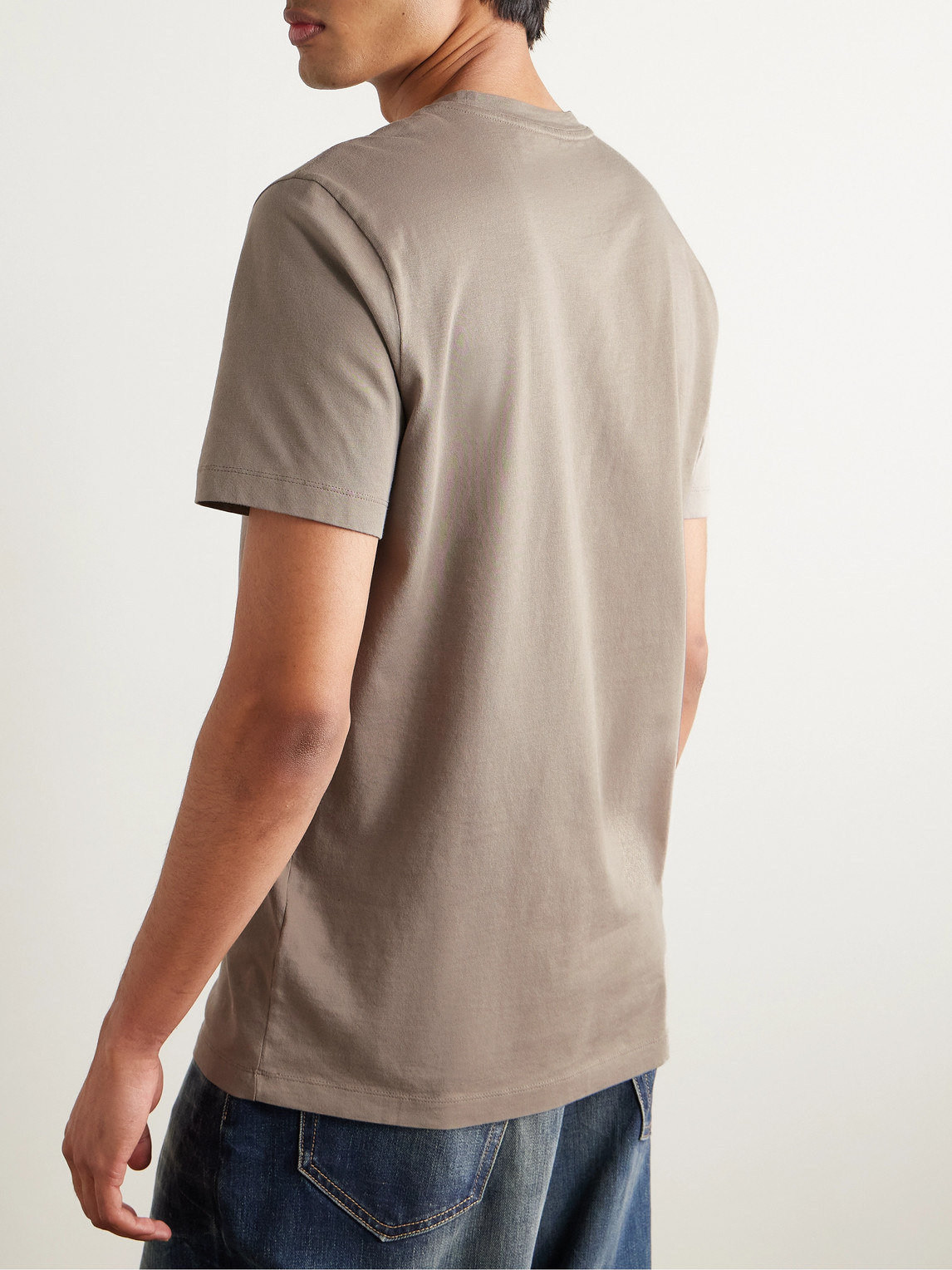 Moncler Cotton Crew Neck T-shirt With Velvet Print In Neutrals