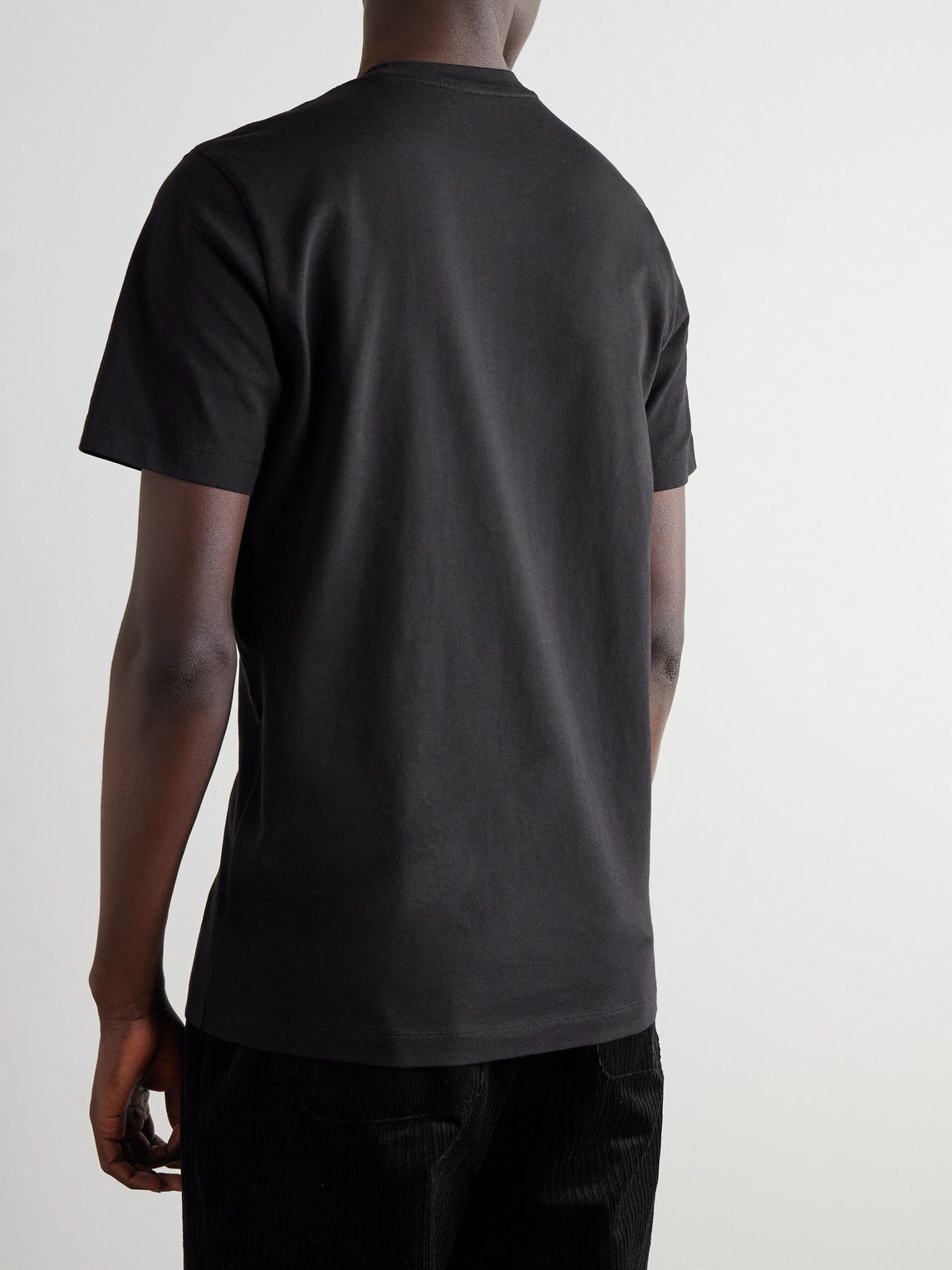 Moncler Men T-shirt With Flocked Cotton Logo In Black