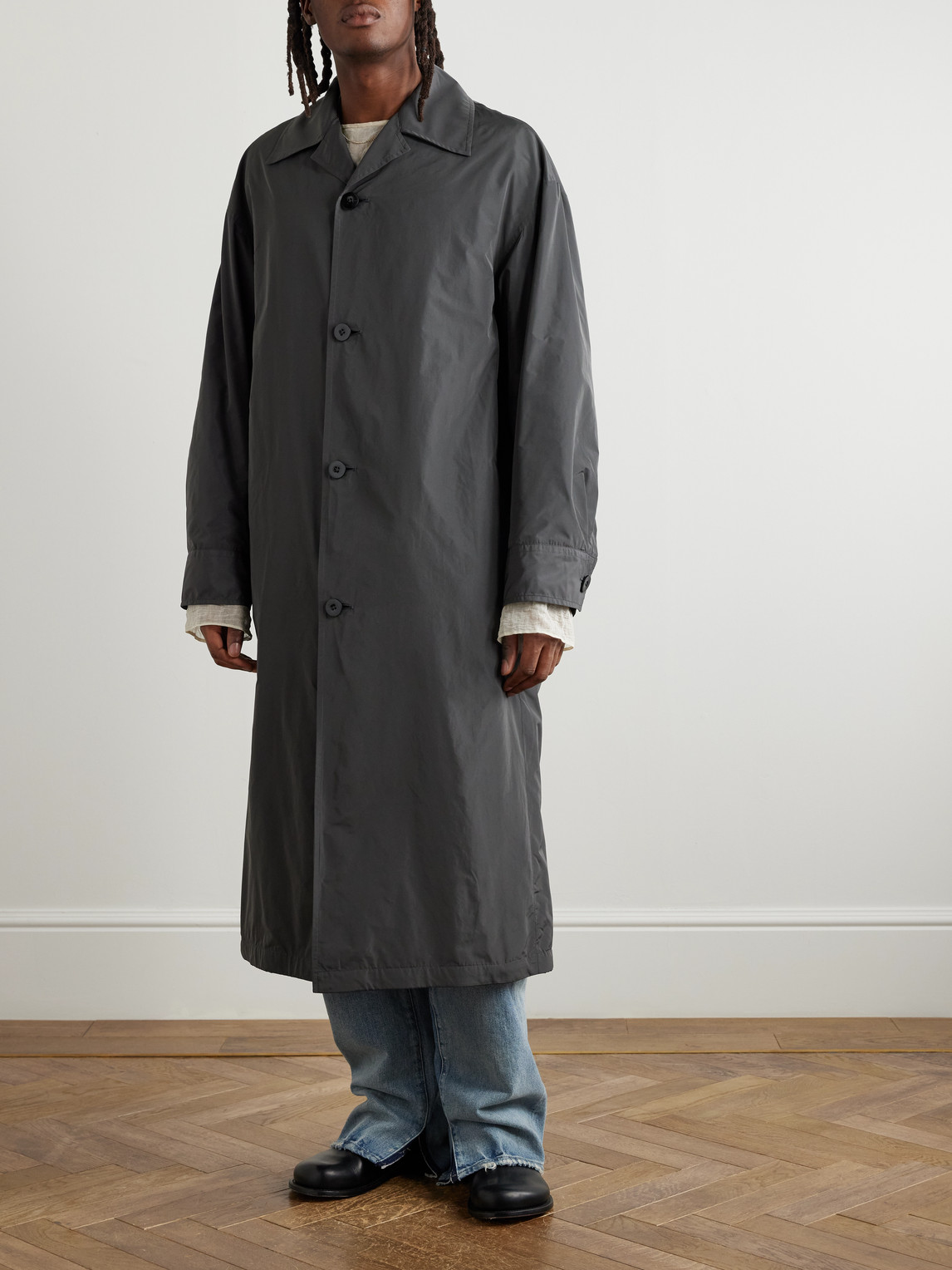 Jil Sander Shell Overcoat In Gray
