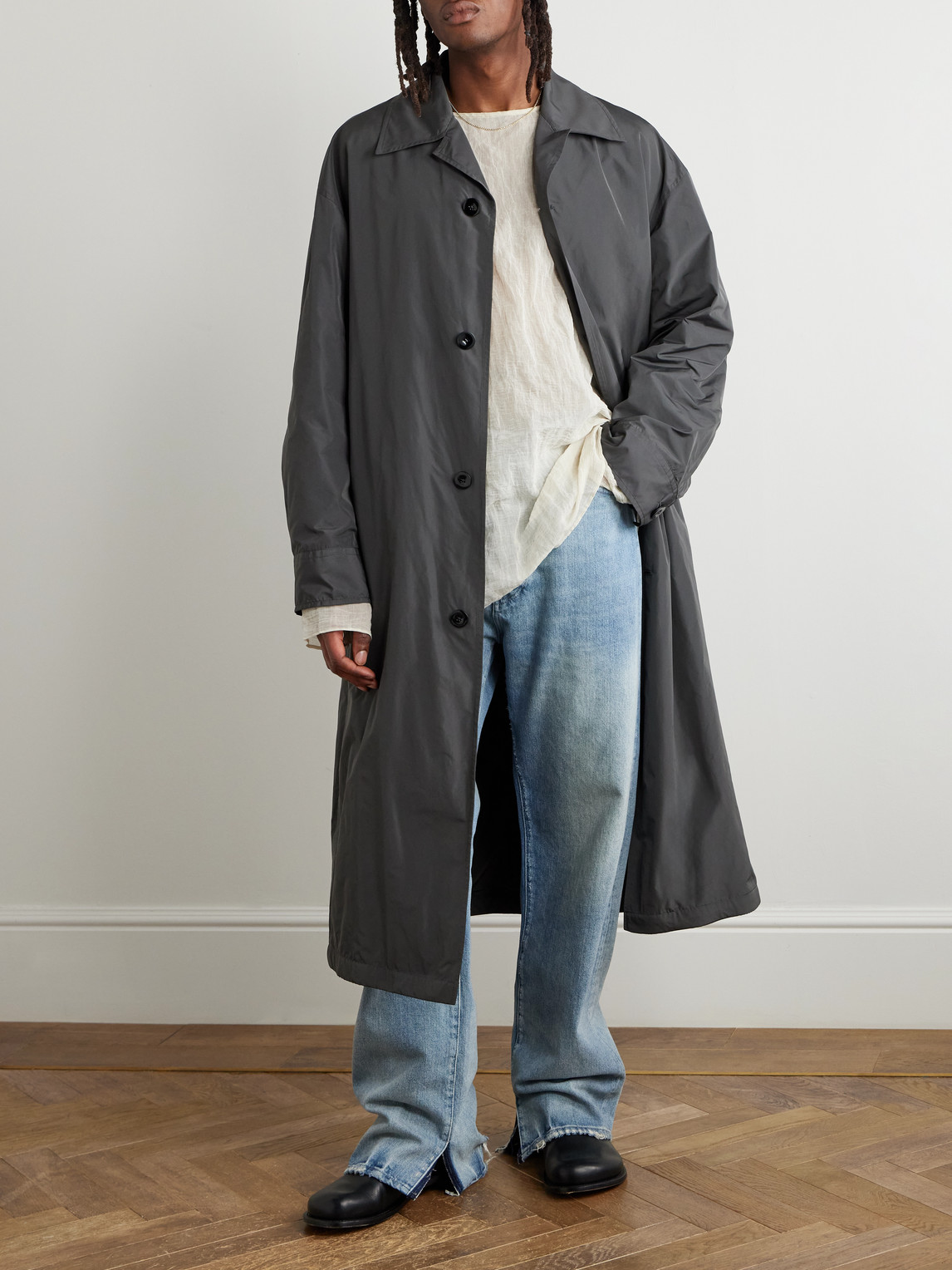 Jil Sander Shell Overcoat In Gray