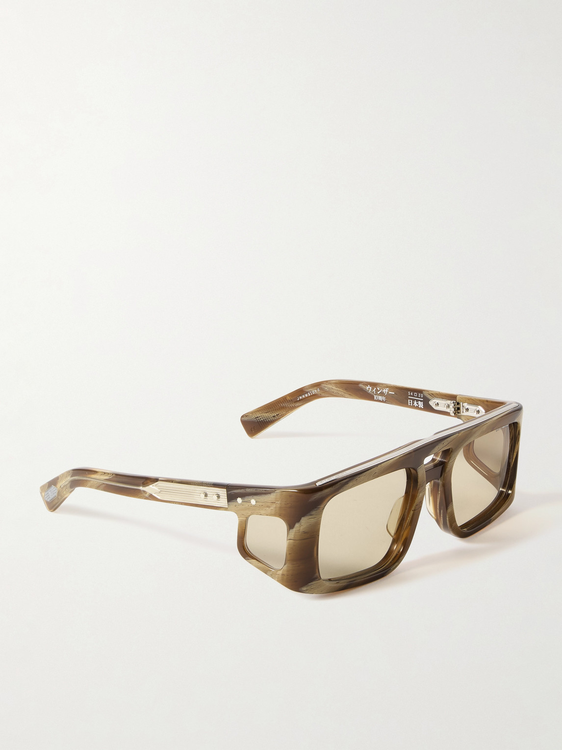 JACQUES MARIE MAGE DECADE COLLECTION WINDSOR SQUARE-FRAME TORTOISESHELL ACETATE AND SILVER-TONE SUNGLASSES