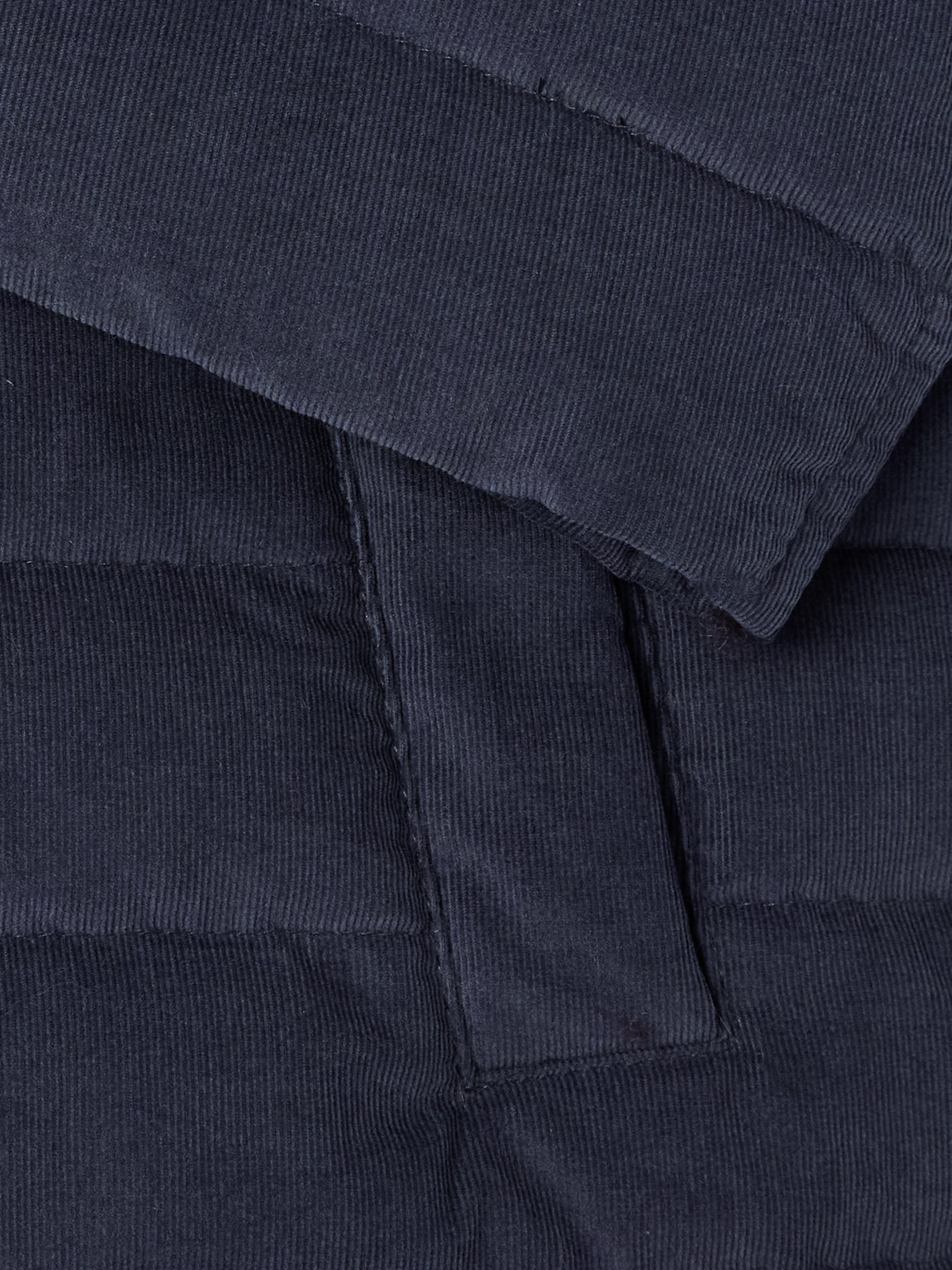 Herno Quilted Cotton-corduroy Hooded Down Jacket In Blue