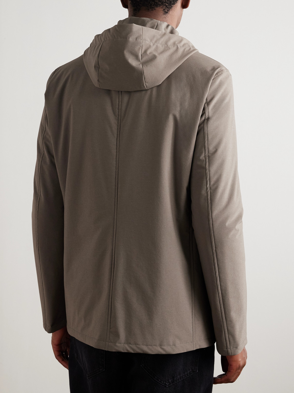 Herno Convertible Padded Shell Hooded Blazer In Brown
