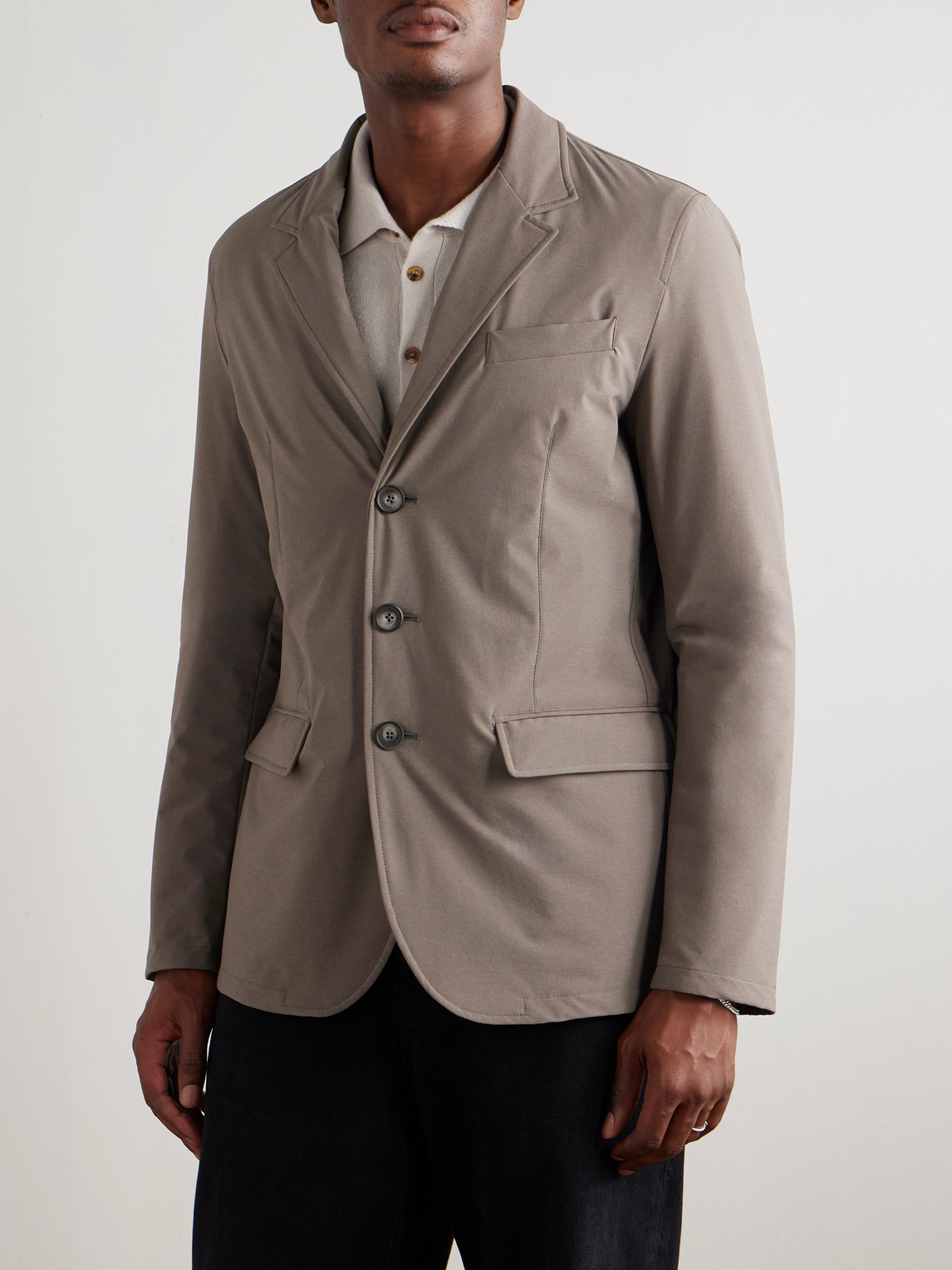 Herno Convertible Padded Shell Hooded Blazer In Brown