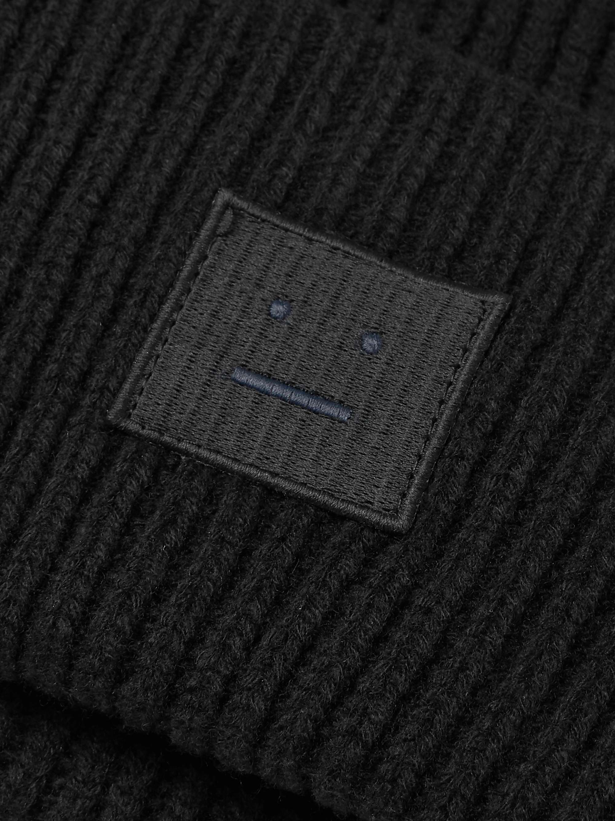 ACNE STUDIOS Pansy Logo-Appliquéd Ribbed Wool Beanie