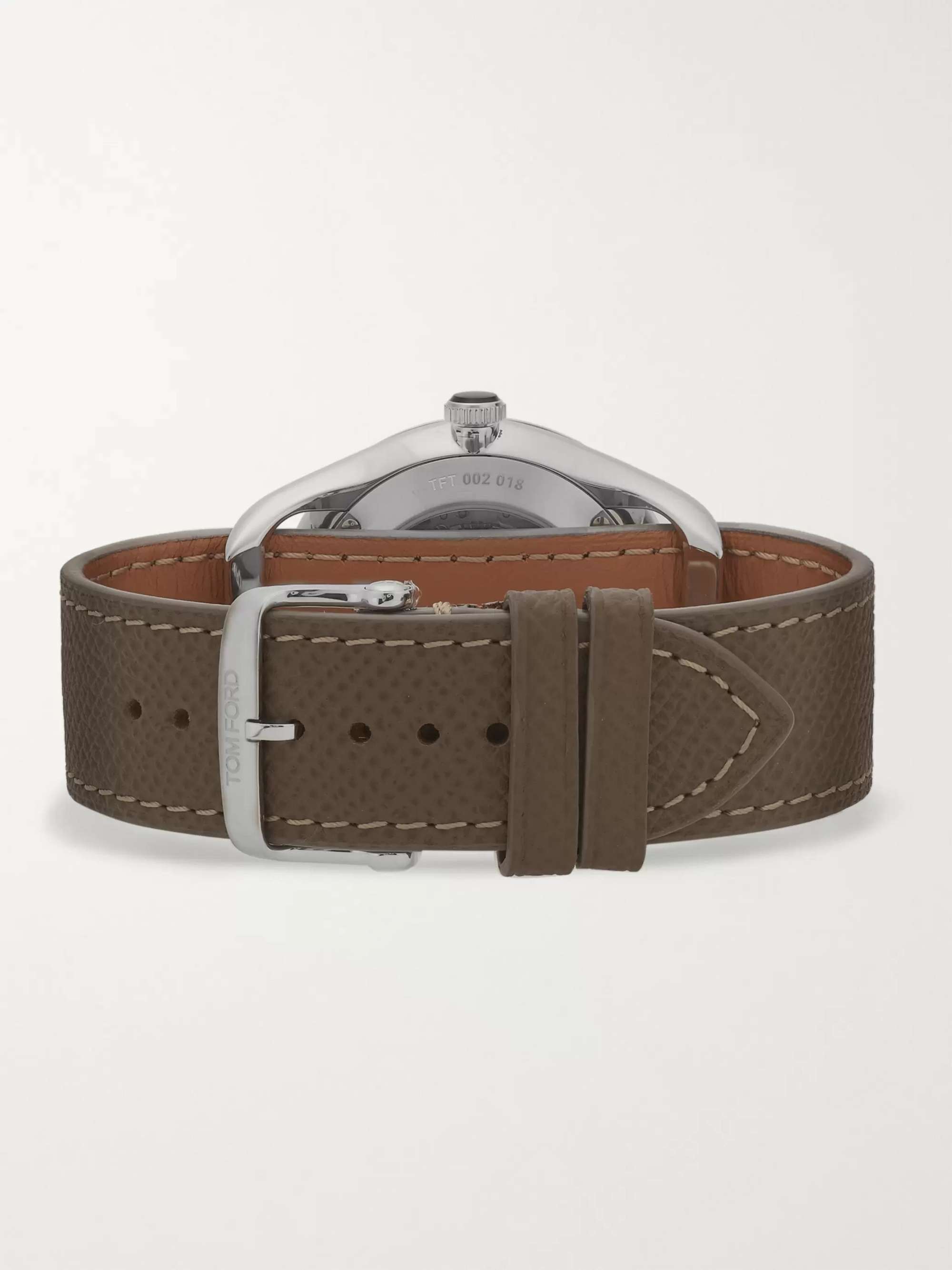 TOM FORD TIMEPIECES 002 40mm Automatic Stainless Steel and Pebble-Grain Leather Watch