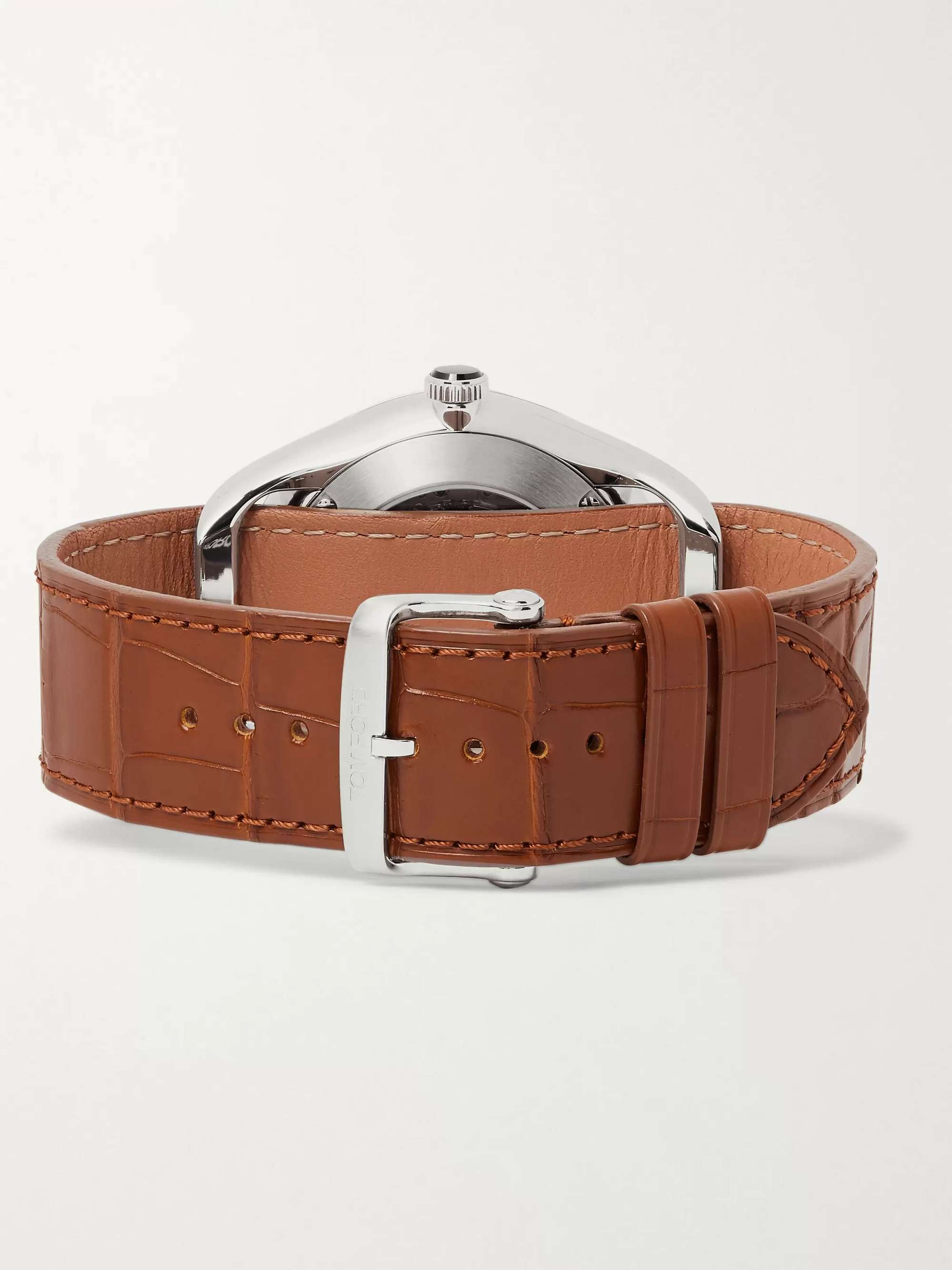 TOM FORD TIMEPIECES 002 40mm Automatic Stainless Steel and Pebble-Grain Leather Watch