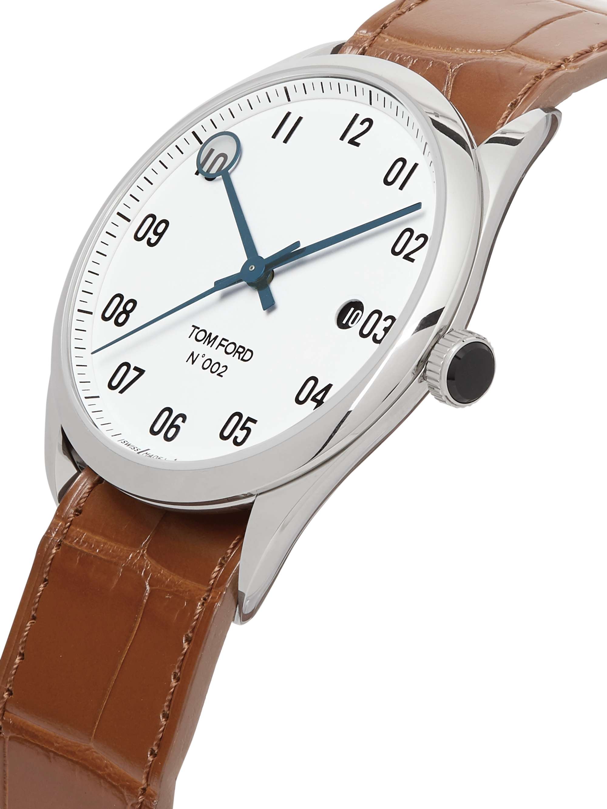 TOM FORD TIMEPIECES 002 40mm Automatic Stainless Steel and Pebble-Grain Leather Watch