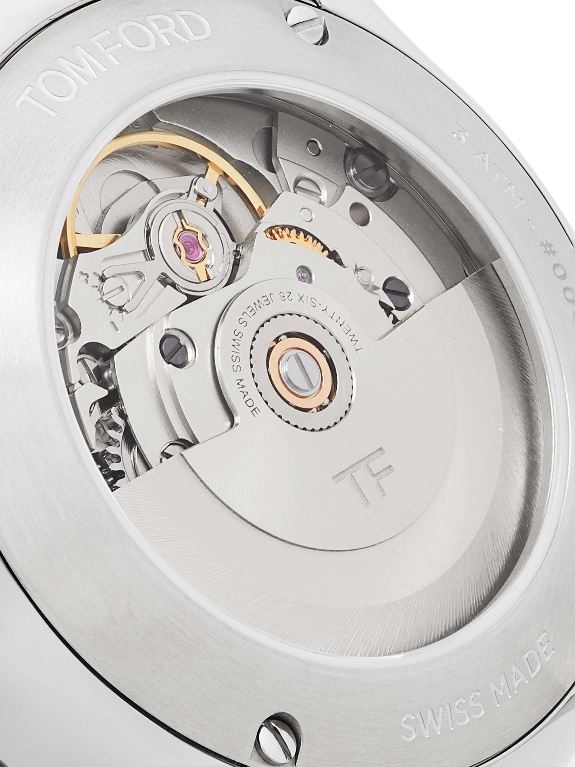 TOM FORD TIMEPIECES 002 40mm Automatic Stainless Steel and Pebble-Grain Leather Watch