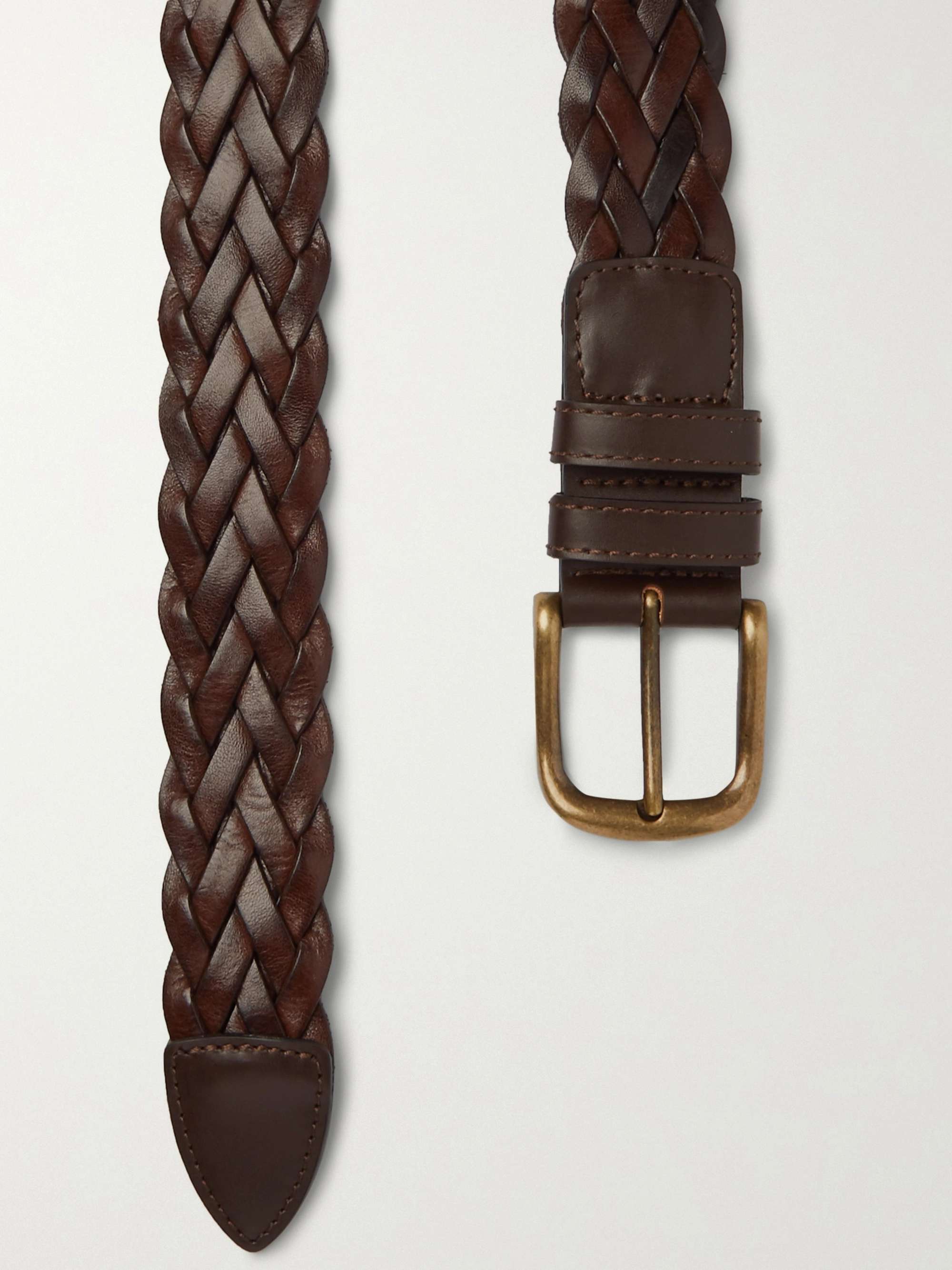 ANDERSON & SHEPPARD 3.5cm Woven Leather Belt