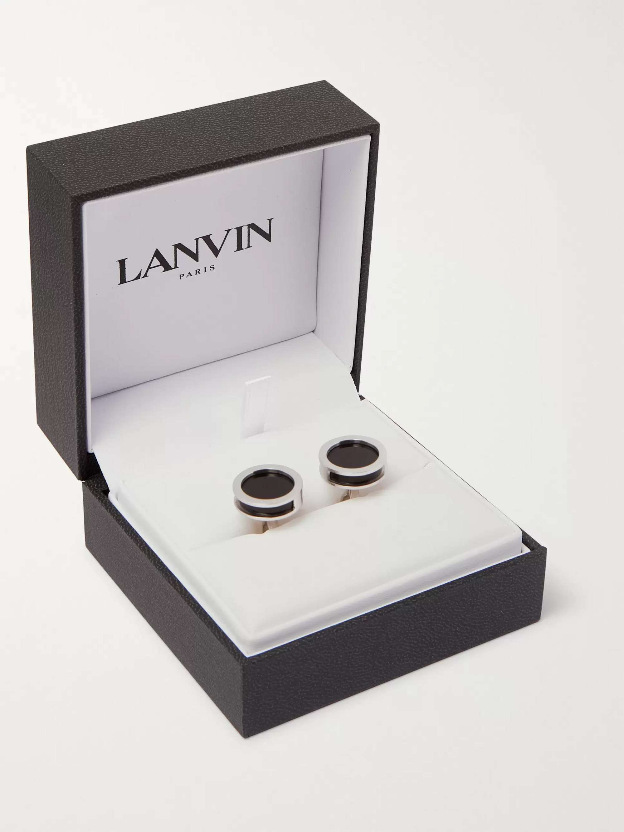 LANVIN Platinum-Plated, Onyx and Sodalite Cufflinks