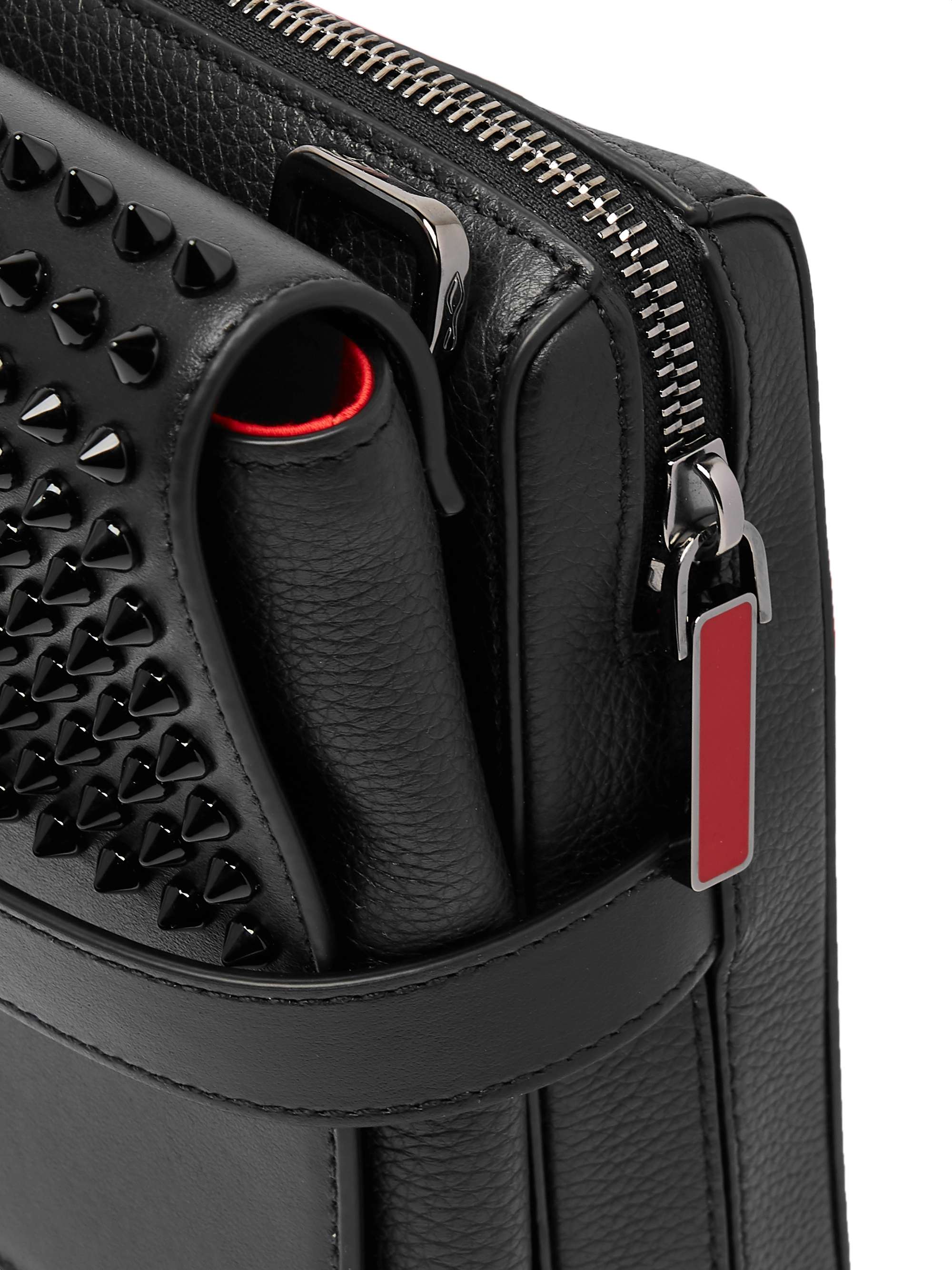 CHRISTIAN LOUBOUTIN Benech Spiked Smooth and Full-Grain Leather Messenger Bag
