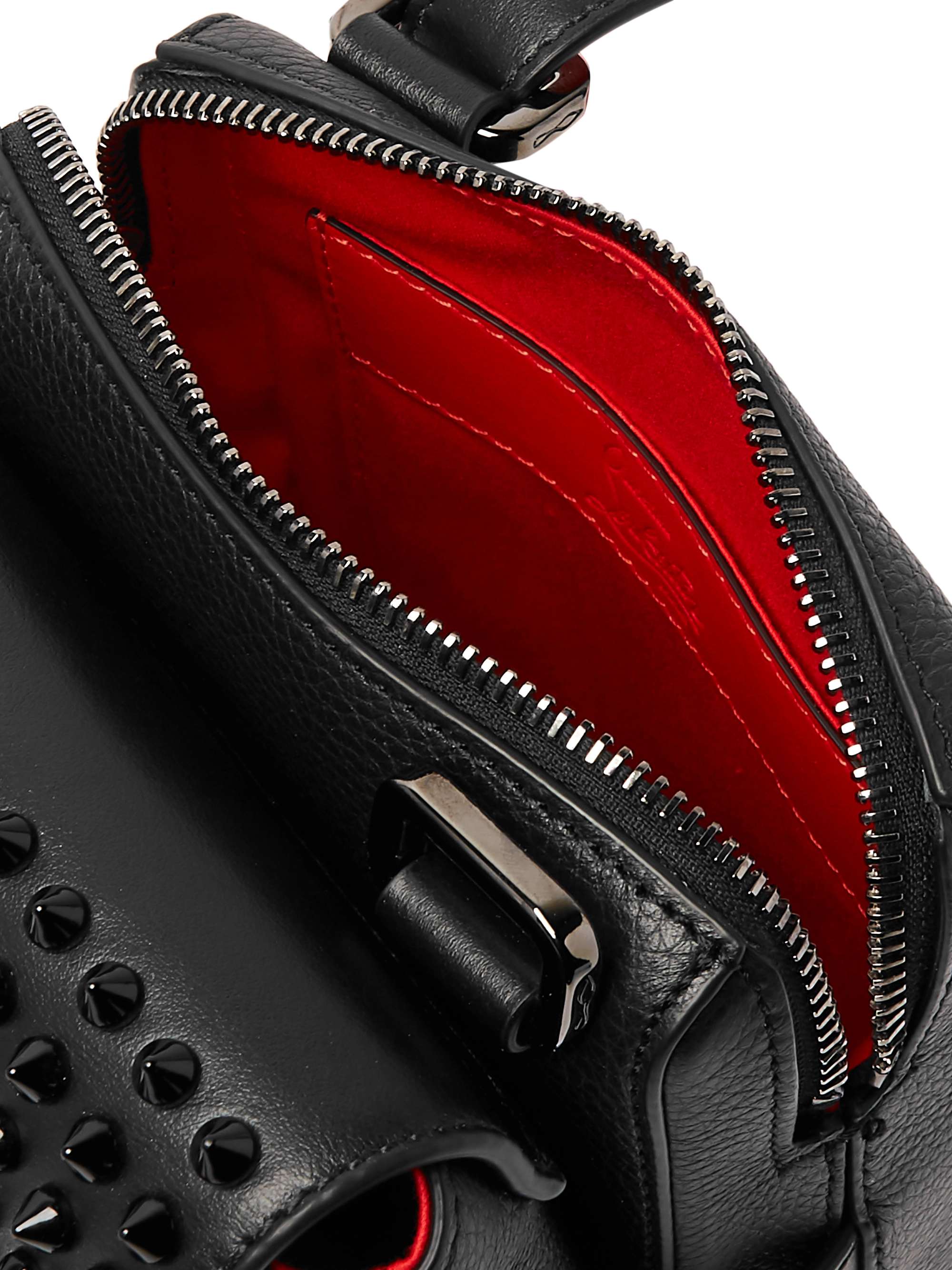 CHRISTIAN LOUBOUTIN Benech Spiked Smooth and Full-Grain Leather Messenger Bag
