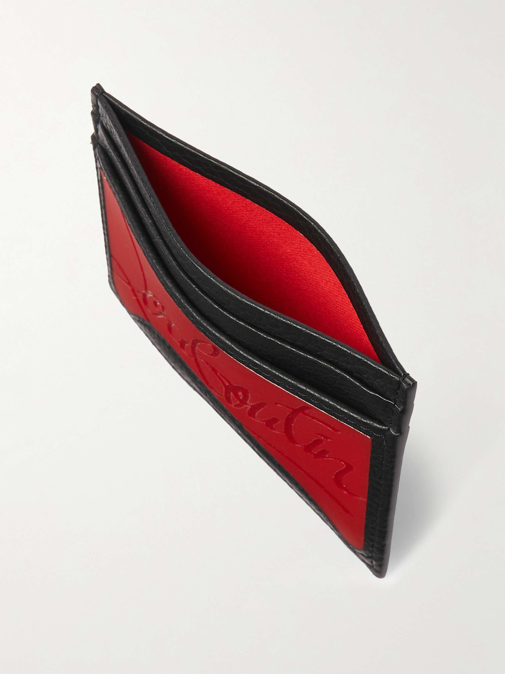 CHRISTIAN LOUBOUTIN Full-Grain Leather and Logo-Debossed Rubber Cardholder