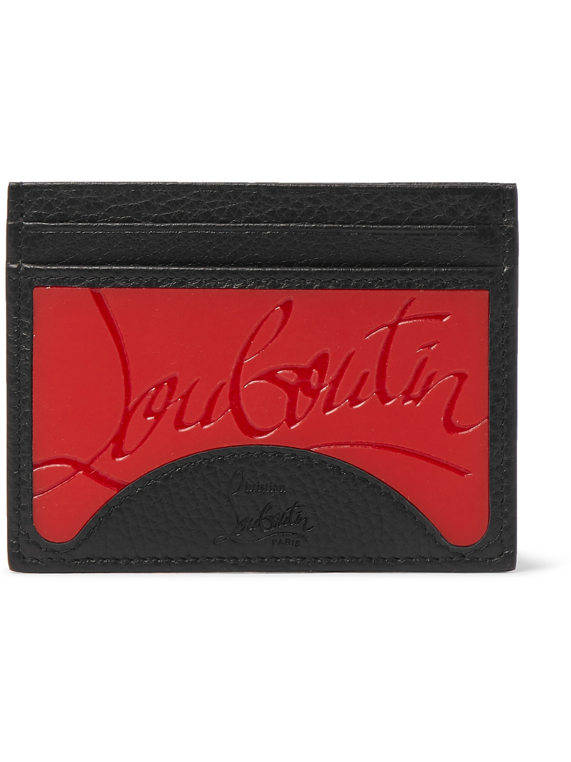 Logo-Debossed Rubber and Leather Cardholder