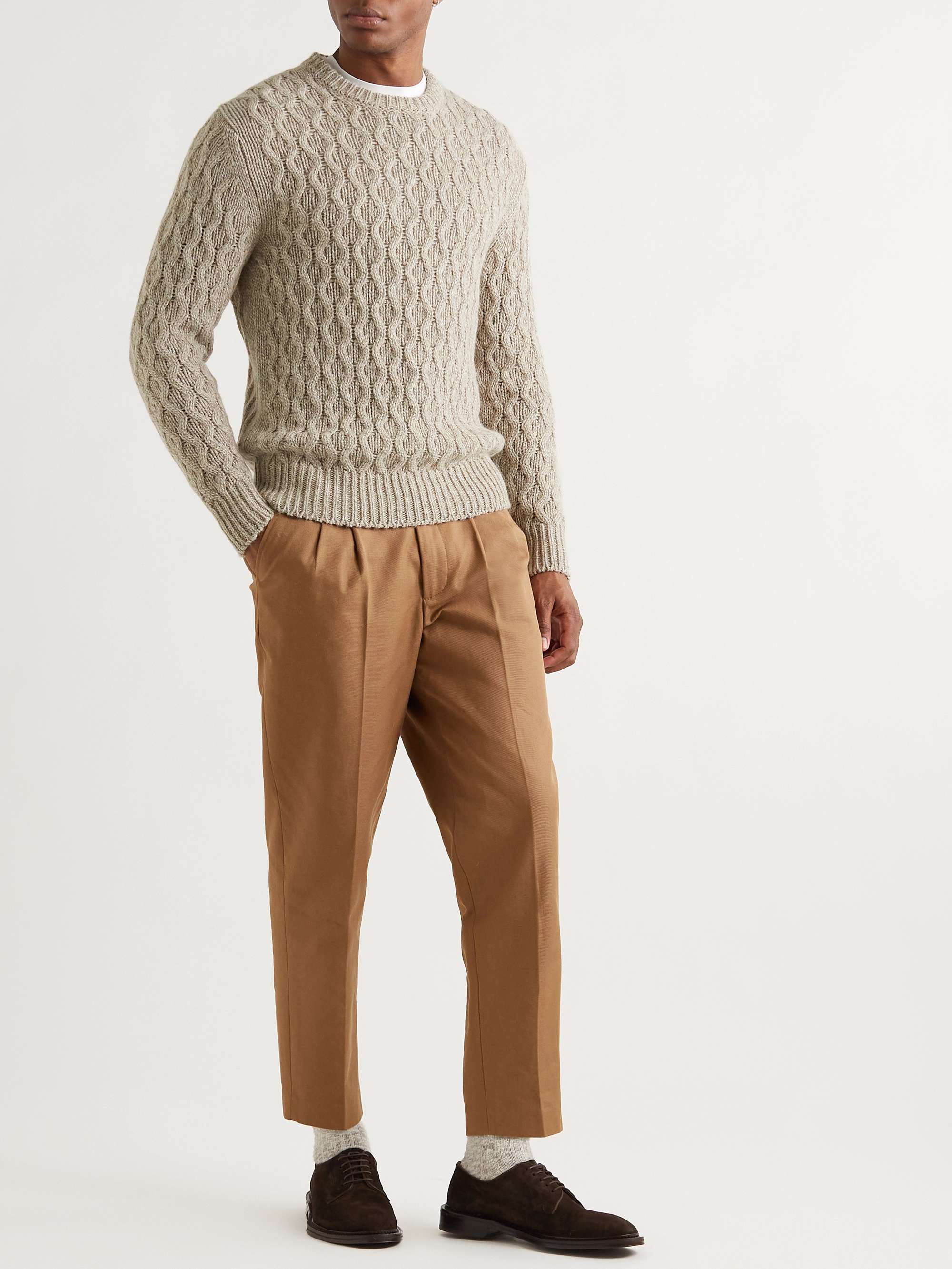 MR P. Slim Fit Cable Knit Alpaca Blend Sweater for Men MR PORTER
