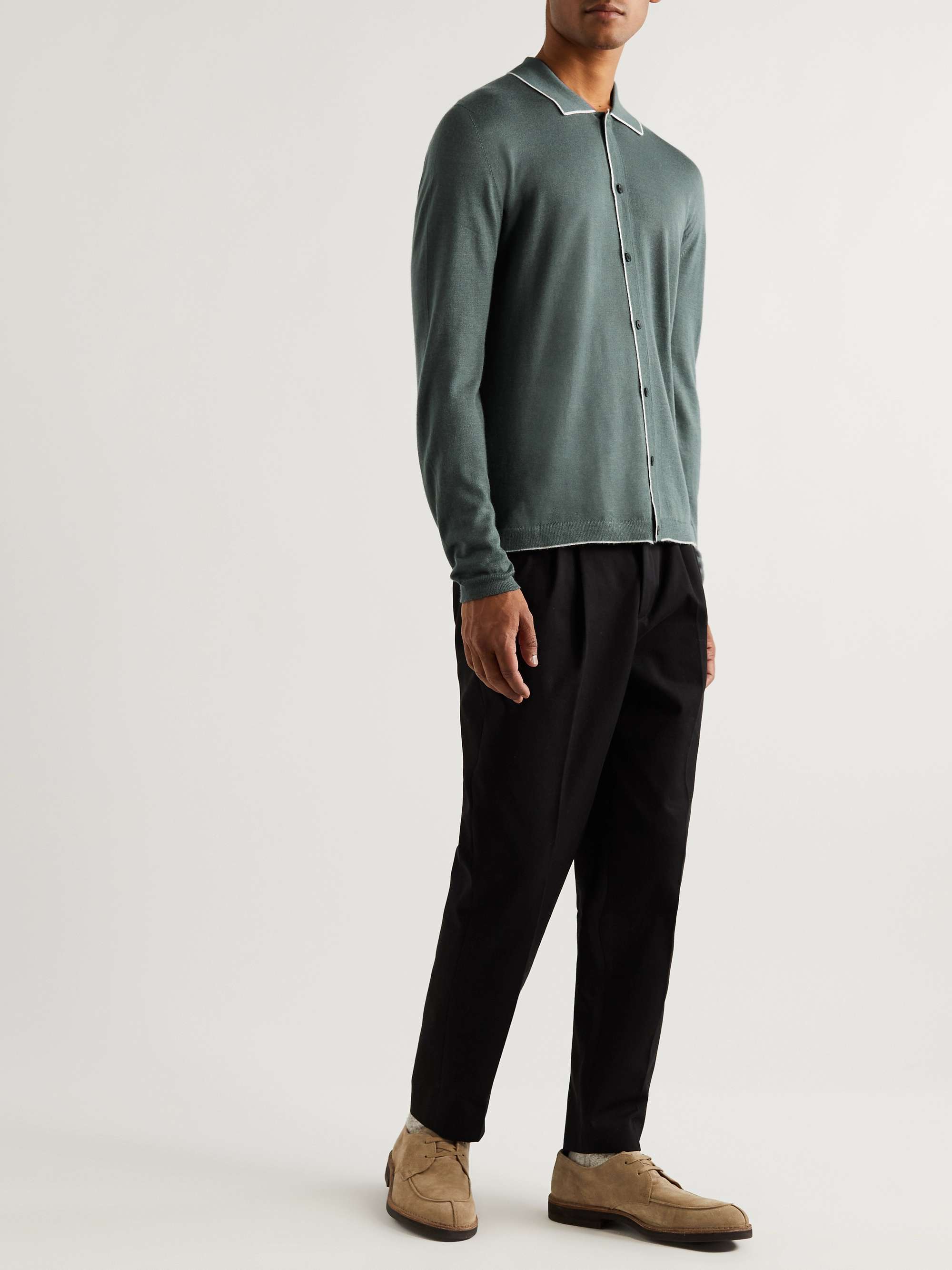 MR P. Slim-Fit Cashmere and Silk-Blend Polo Shirt MR PORTER