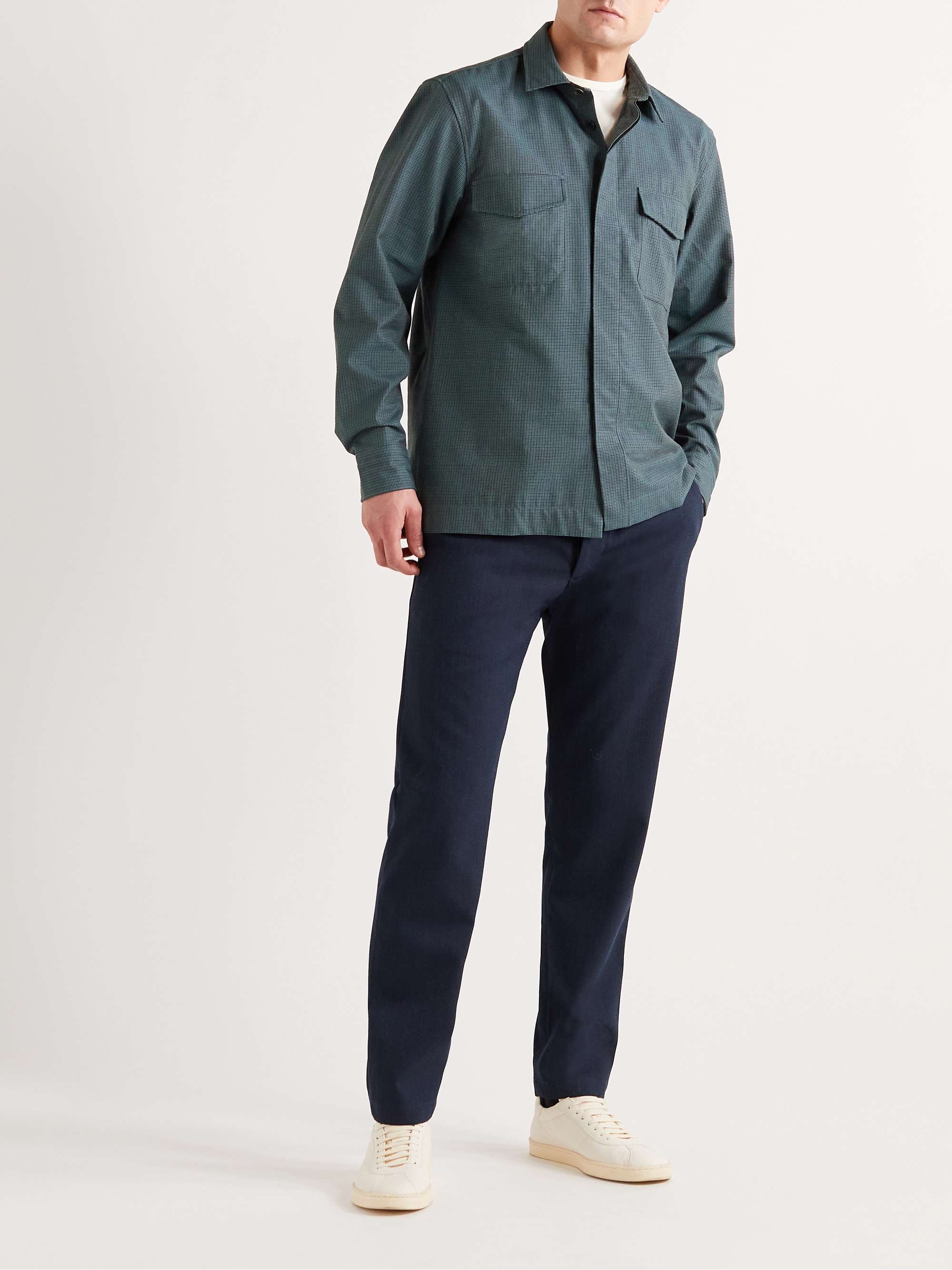 MR P. Puppytooth Virgin Wool and Cotton-Blend Overshirt
