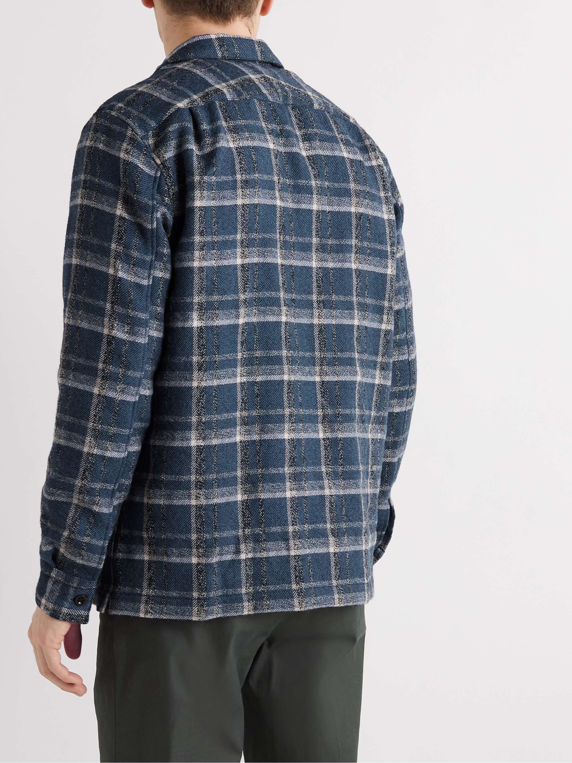 Blue Checked Virgin Wool Zip-Up Overshirt | MR P. | MR PORTER