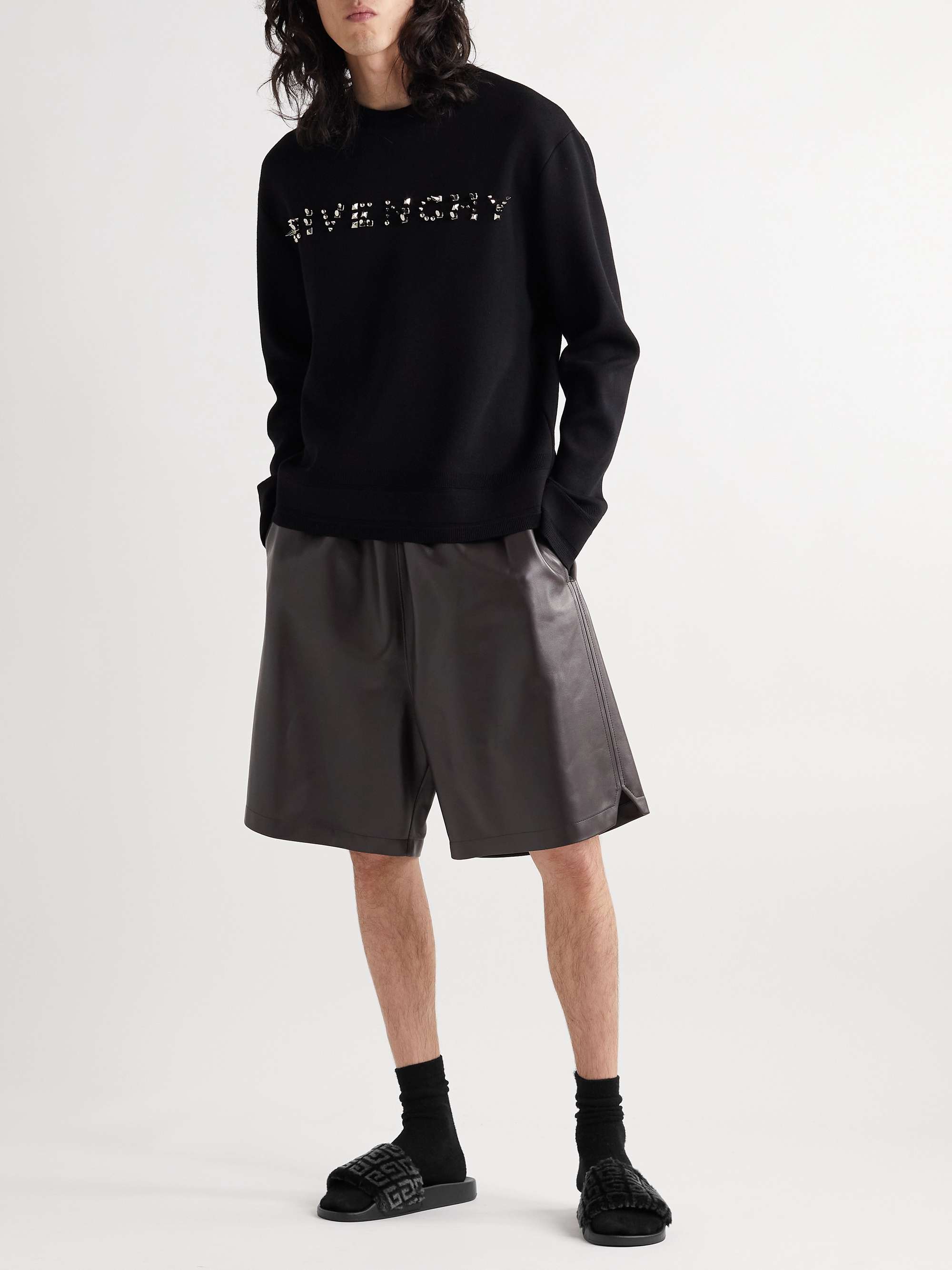GIVENCHY Printed Shearling and Rubber Slides