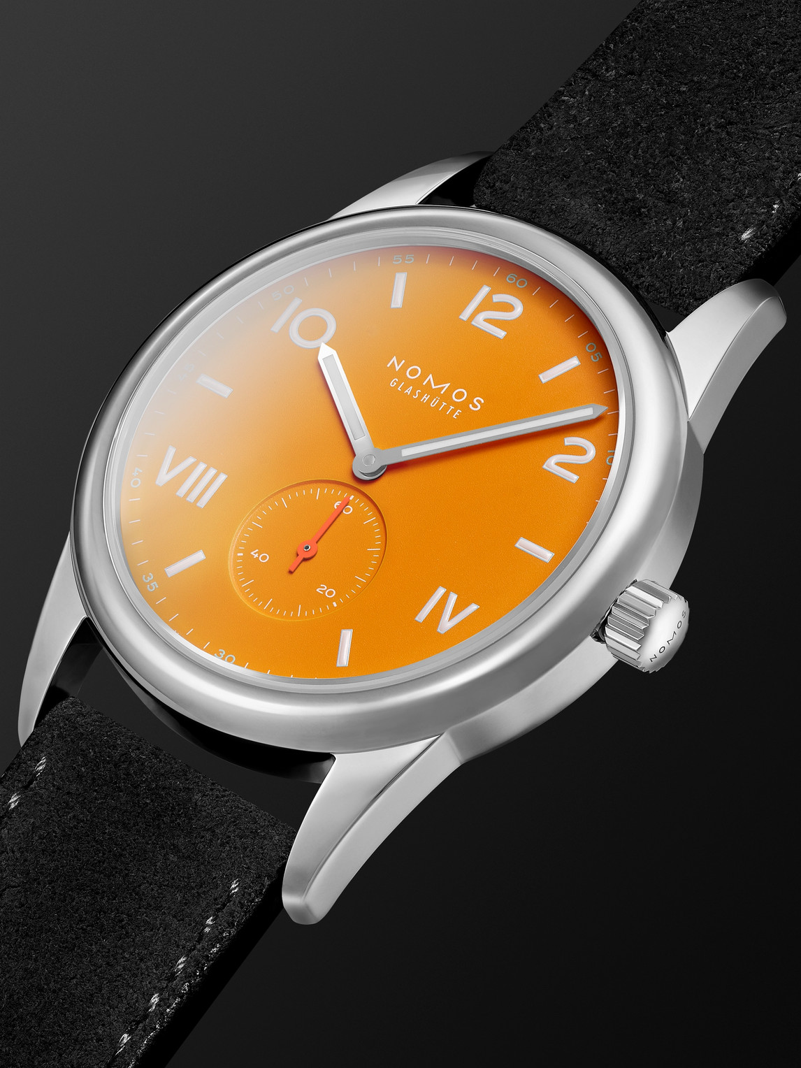  Nomos Glashütte - Club Campus Hand-wound 38mm Stainless Steel And Leather Watch, Ref. No. 729 - Men - Orange 