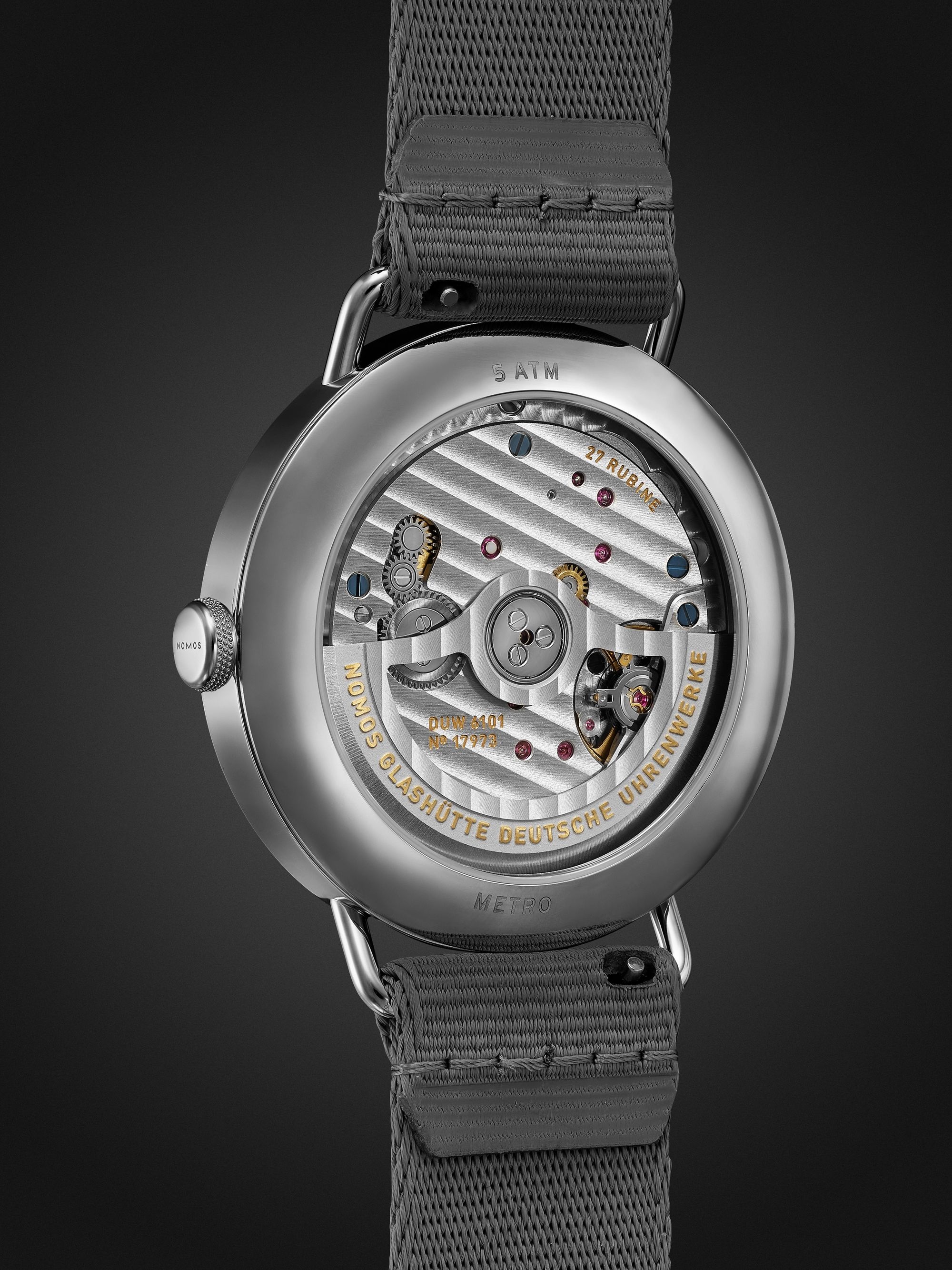NOMOS GLASHÜTTE Metro Neomatik 41 Automatic 40.5mm Stainless Steel and Webbing Watch, Ref. No. 1165