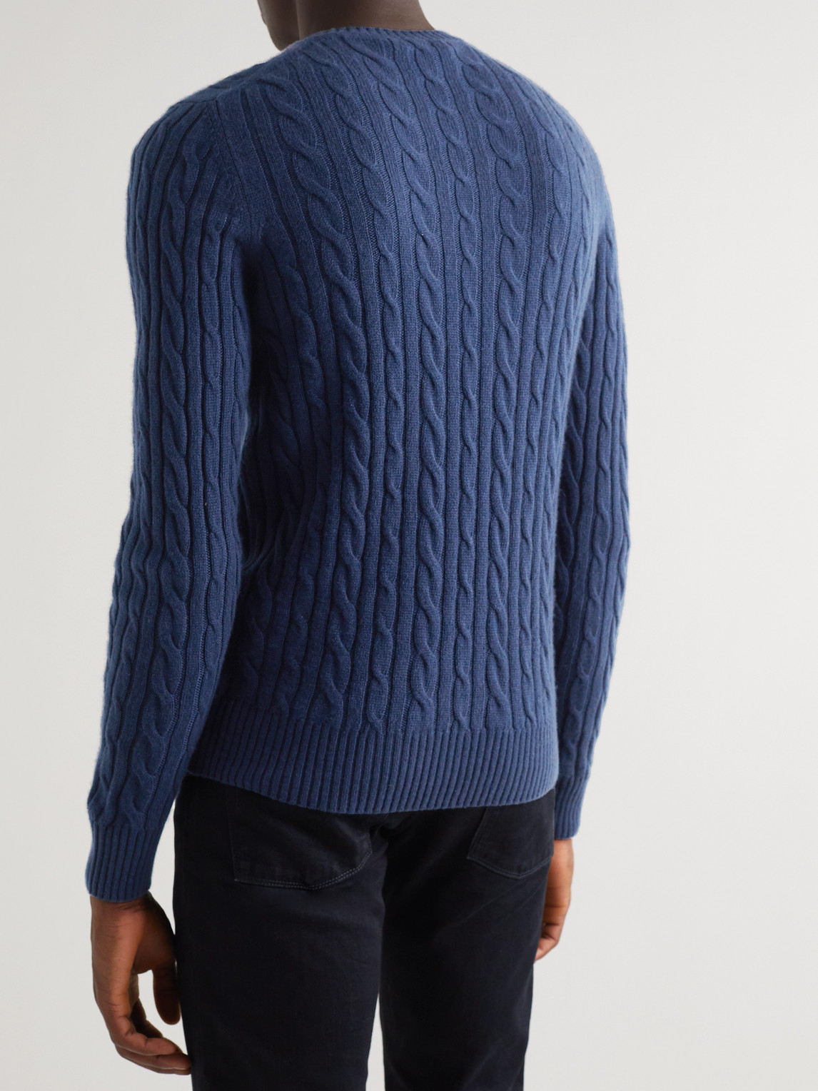 Shop Loro Piana Cable-knit Baby Cashmere Sweater In Blue
