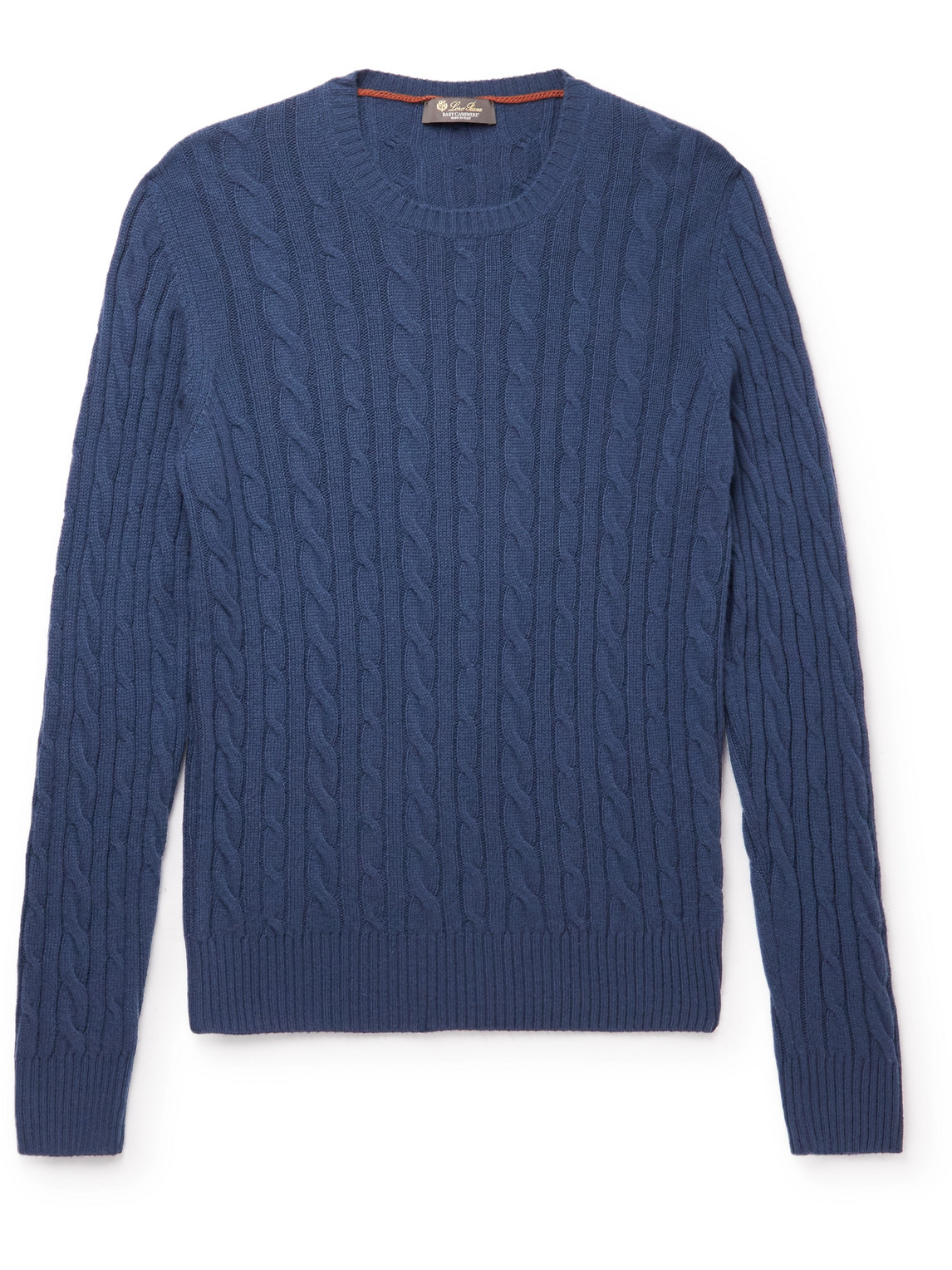 Loro Piana Cable-knit Baby Cashmere Sweater In Blue